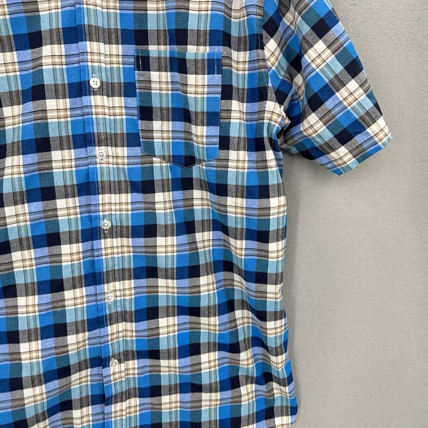 Phat Farm VINTAGE Phat Farm Shirt Mens L Short Sleeve Plaid Blue Cotton Blend Button-Up Casual Hip Hop Retro 90s Mens Shirt Size US L / EU 52-54 / 3 - 7 Thumbnail