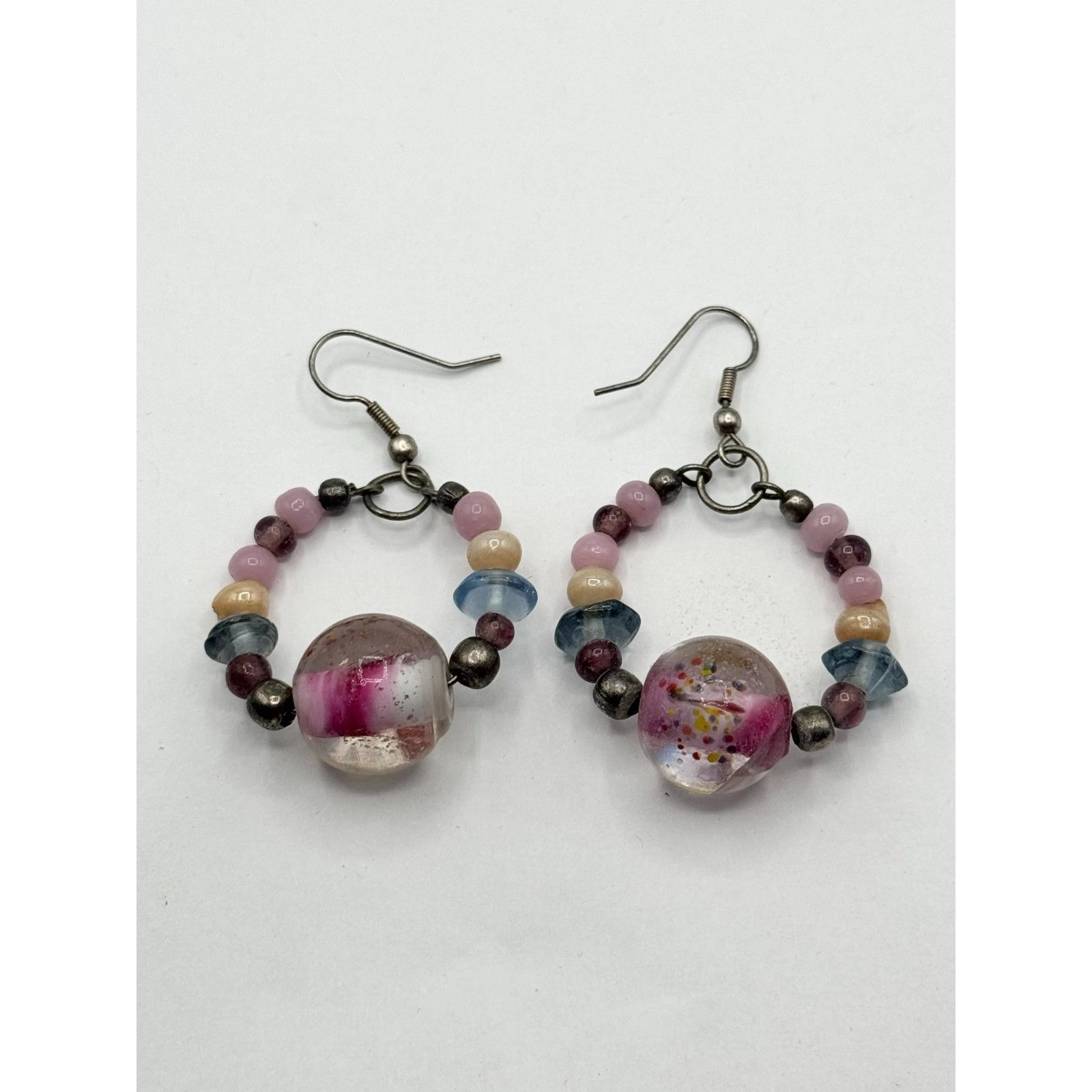 Vintage Vintage beaded glass dangle drop hoop earrings Size ONE SIZE - 3 Thumbnail