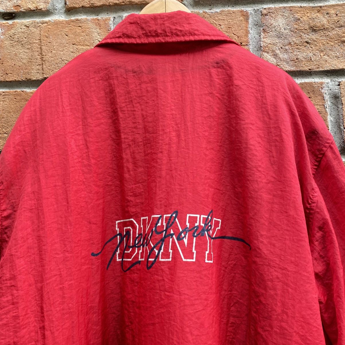 DKNY DKNY Red Button-Up Coach Jacket with Crest Size US S / EU 44-46 / 1 - 5 Thumbnail