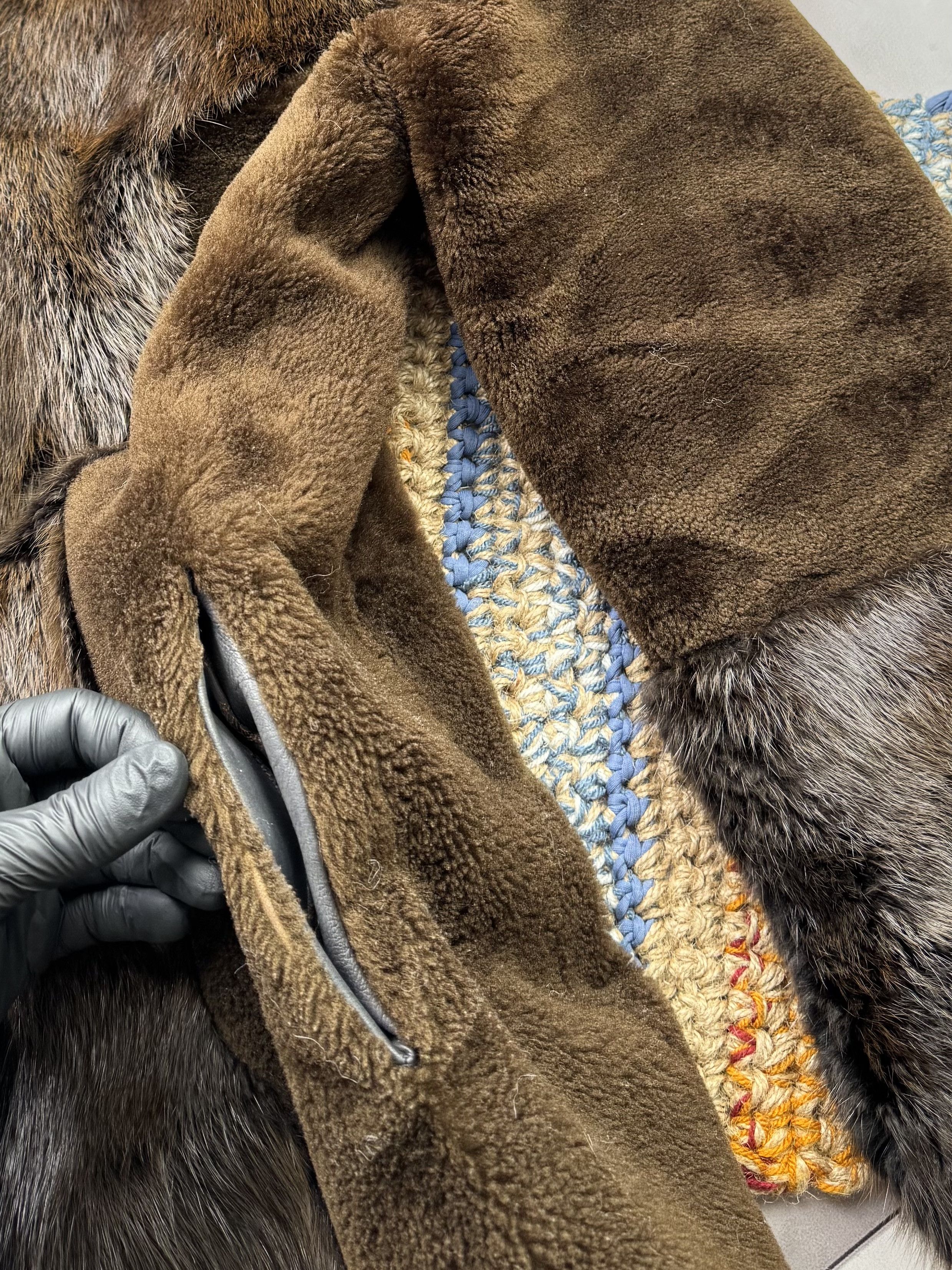 Vintage 90s Real Sheepskin Hooded Jacket With Real Fur (E4) Size M / US 6-8 / IT 42-44 - 9 Thumbnail