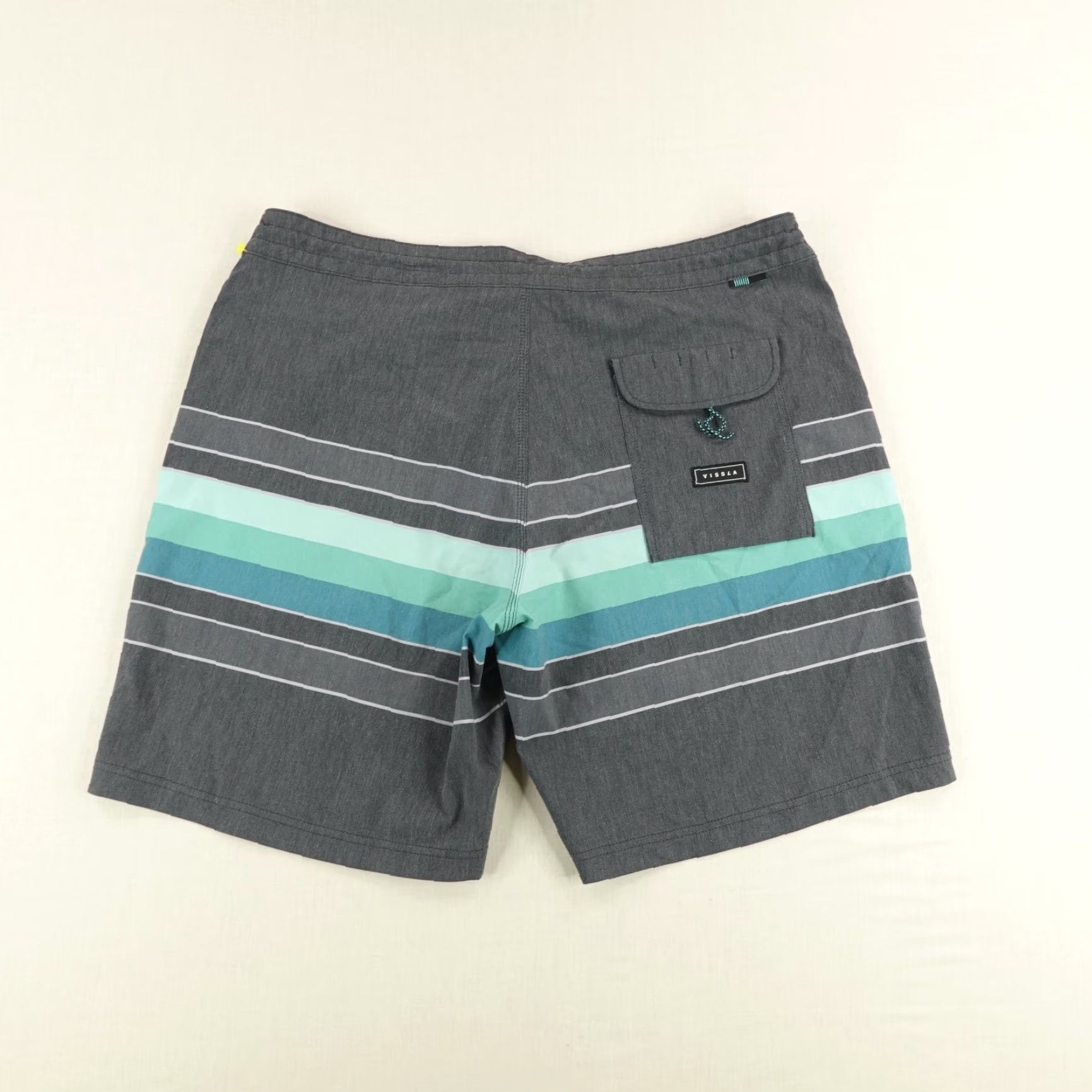 Vissla VISSLA Board Shorts Men 38 Gray Green Stripes Swim Trunks Bathing Suit Surfer Size US 38 / EU 54 - 5 Thumbnail