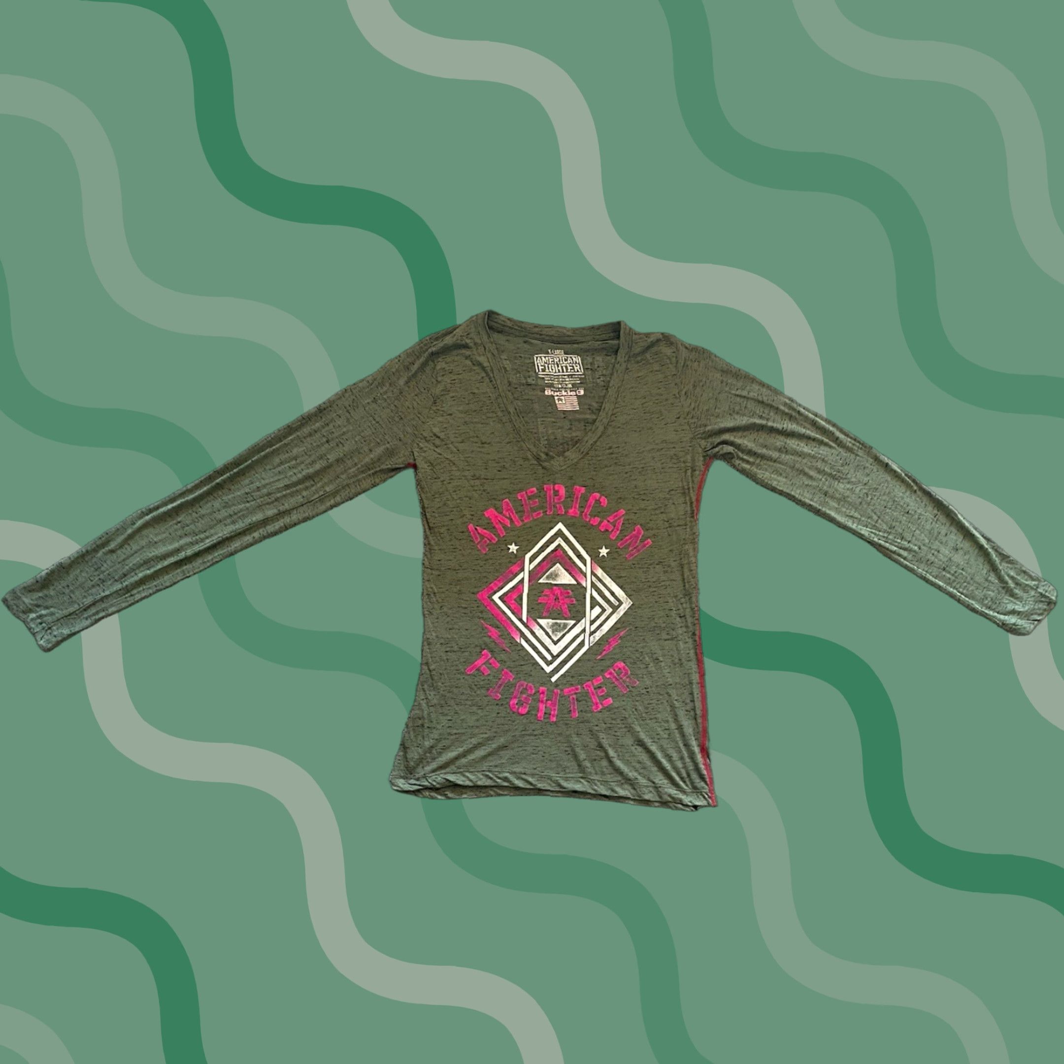 Vintage NWT Buckle American Fighter Shirt Women’s Green XL Size XL / US 12-14 / IT 48-50 - 1 Thumbnail
