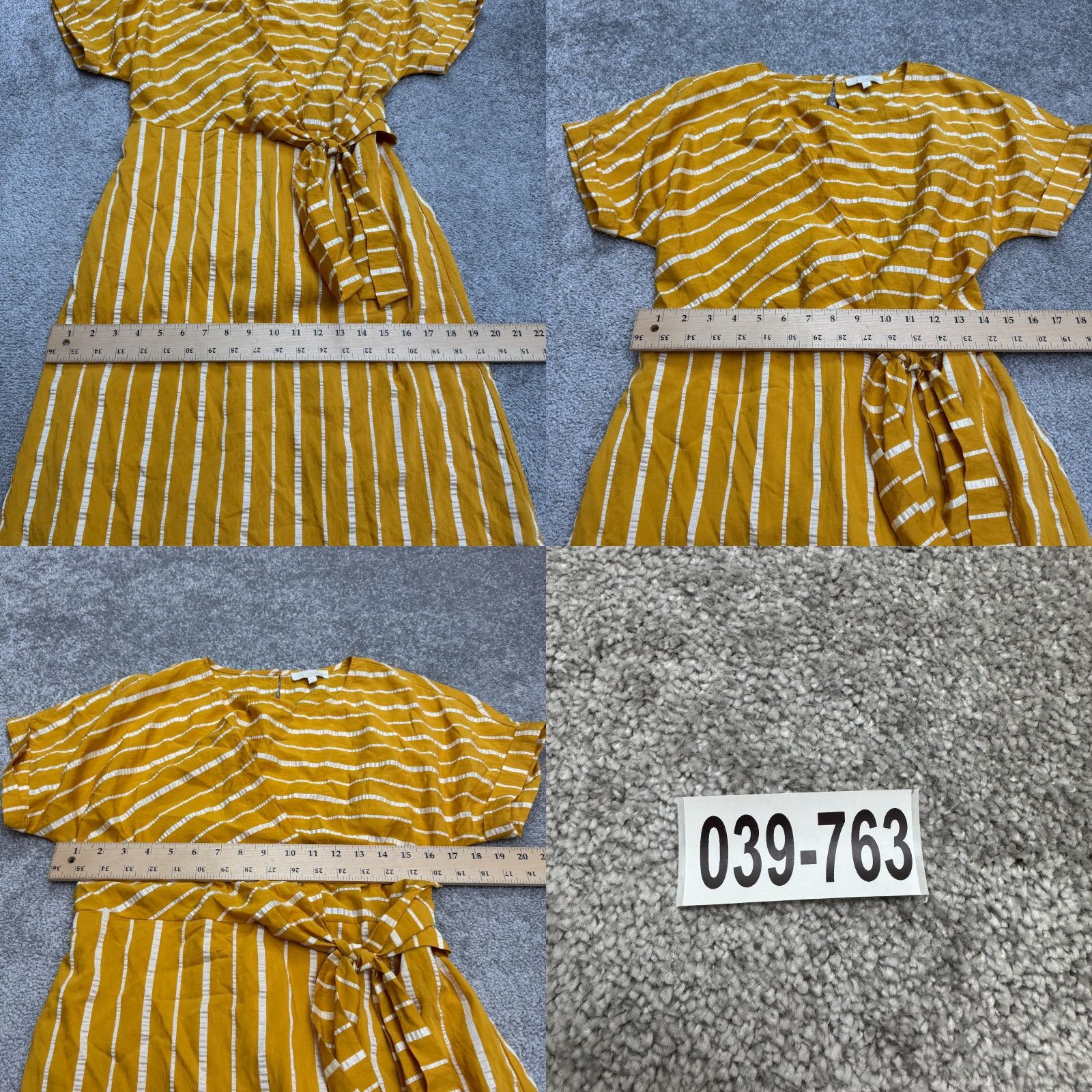 Vintage &. Layered Tie Waist Midi Dress Womens Small Yellow White Striped Short Sleeve Dress Size 28" / US 6 / IT 42 - 9 Thumbnail