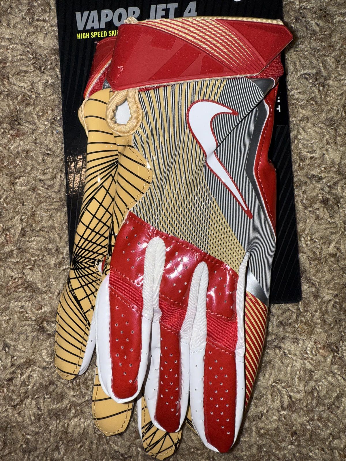 Nike Nike Vapor Jet 4 San Francisco 49ers NFL Football Gloves Size ONE SIZE - 3 Thumbnail