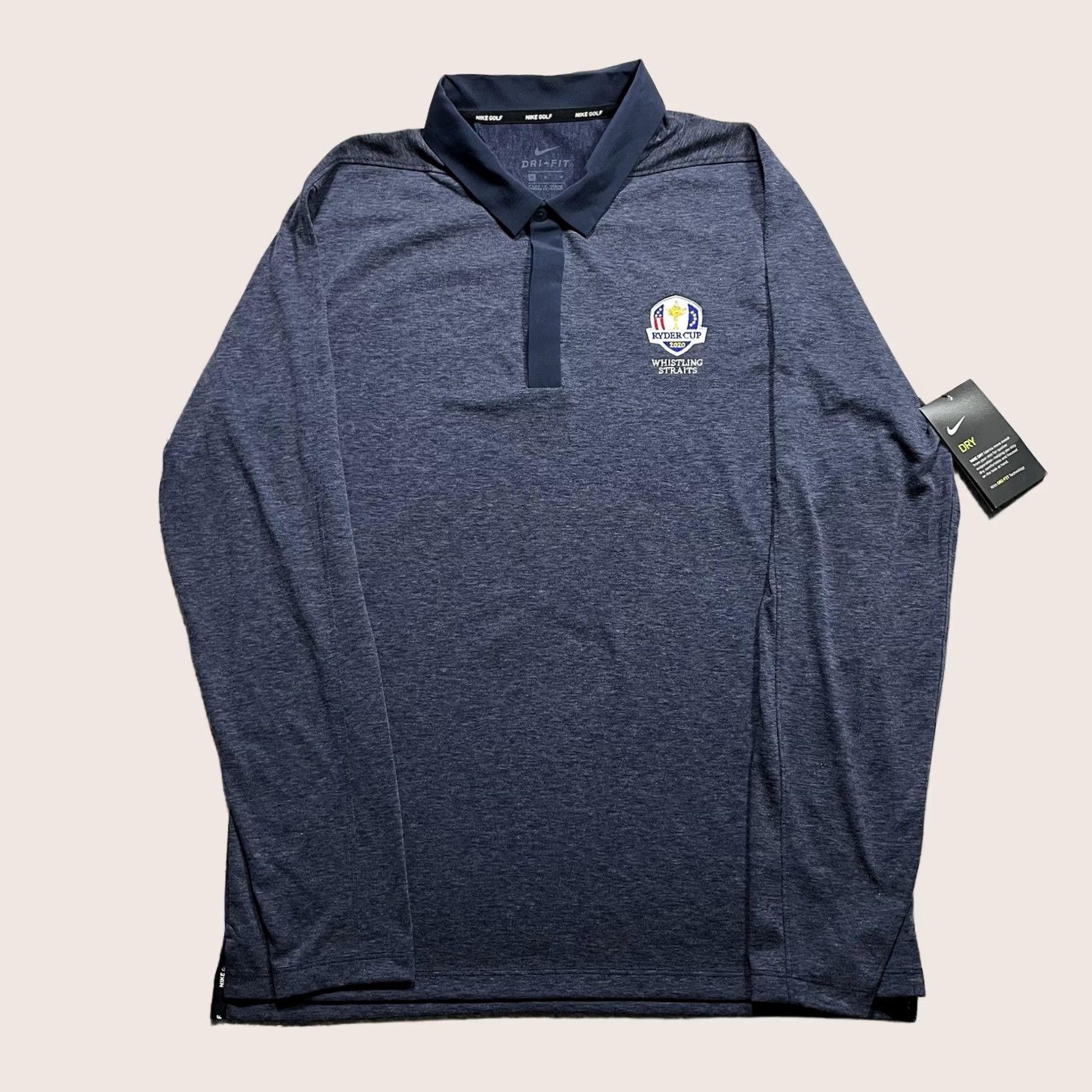 Nike Nike Polo Shirt Mens M Dri-Fit Ryder Cup 2020 Golf Whistling Straits Long Sleeve Blue Polo Shirt Nike Dri-FIT Mens M Casual Golf Clothing Size US M / EU 48-50 / 2 - 1 Thumbnail
