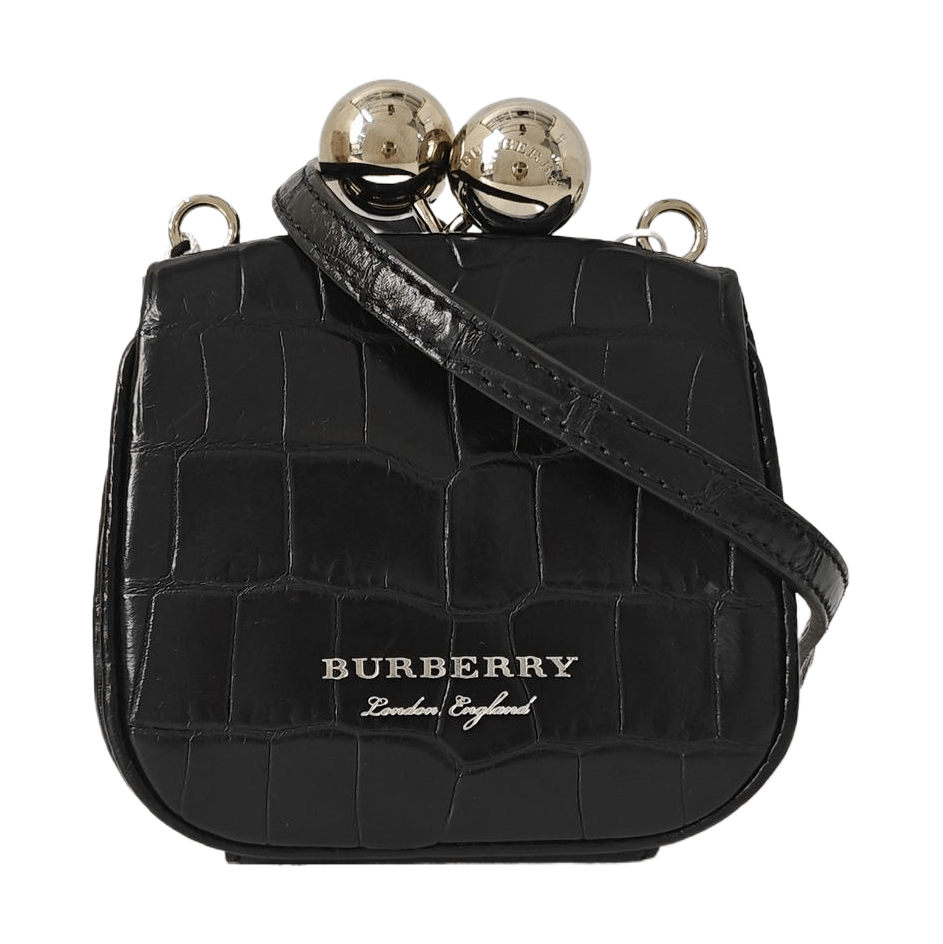 Burberry Black Croc Embossed Mini Leather Bag, Women's