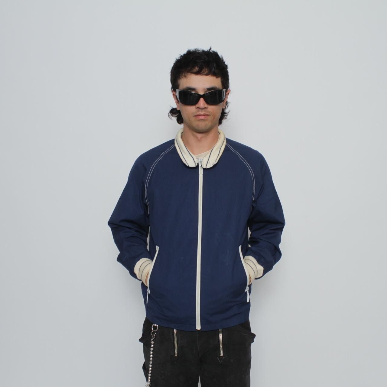 Vintage 70’S BLUE WITH WHITE CONTRAST TRIM LIGHTWEIGHT ZIP UP JACKET Size US M / EU 48-50 / 2 - 2 Thumbnail