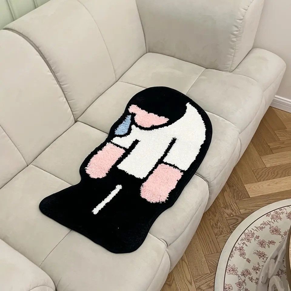 Japanese Brand × Vintage Handmade Tufted Sad Man Rug Doormat Floor Anti Slip Pad Size ONE SIZE - 6 Thumbnail