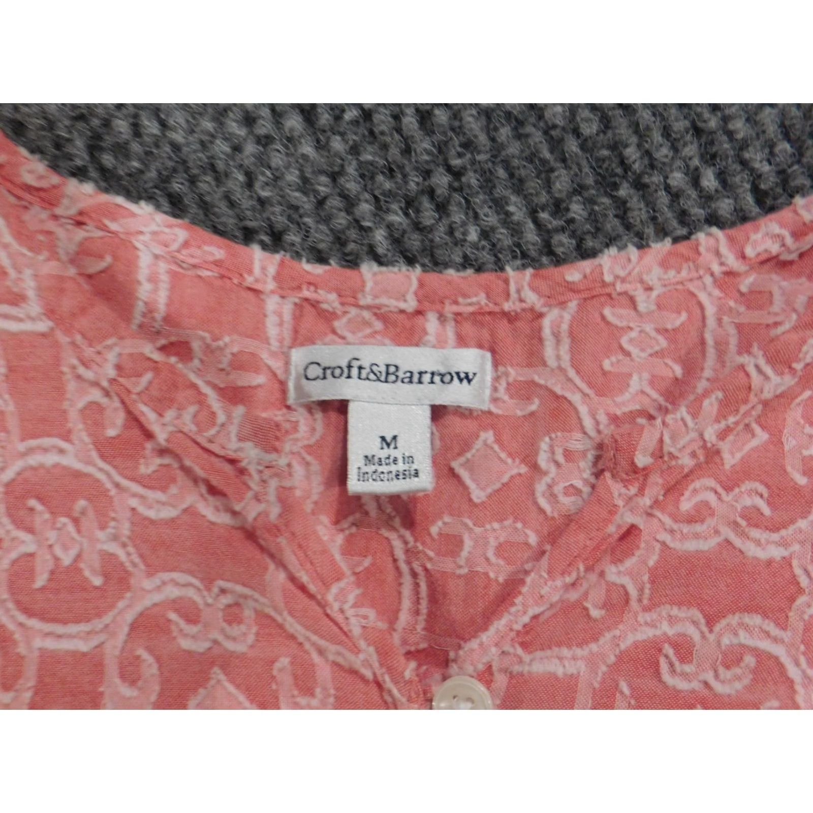Croft & Barrow Croft & Barrow Womens Blouse M Pink Crew Neck Pullover Casual Long Sleeve Cotton Rayon Regular Size M / US 6-8 / IT 42-44 - 4 Thumbnail