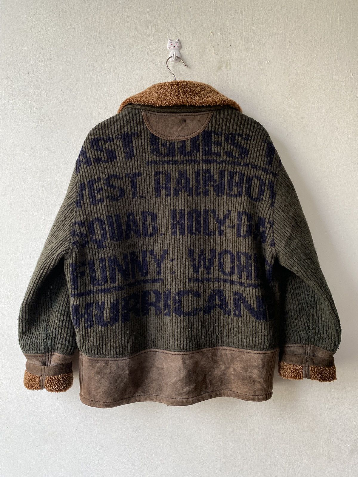 Jean Charles De Castelbajac × Vintage 1980s - Jean De Castelbajac Wool/Knit Flying Fur Jacket Size US L / EU 52-54 / 3 - 7 Thumbnail