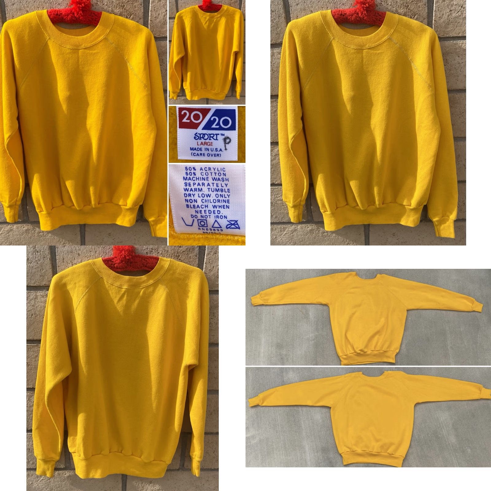 Vintage VINTAGE 20/20 Sport USA Yellow Raglan Crewneck Sweatshirt Large Mens Size US L / EU 52-54 / 3 - 9 Thumbnail