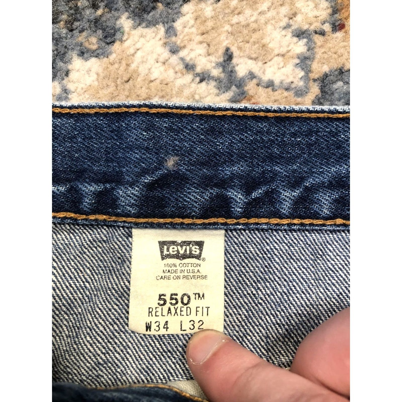 Levi's VINTAGE Levi's 550 Jeans Mens 34x30 Blue Relaxed Fit Made USA Denim 90s Size US 34 / EU 50 - 5 Thumbnail