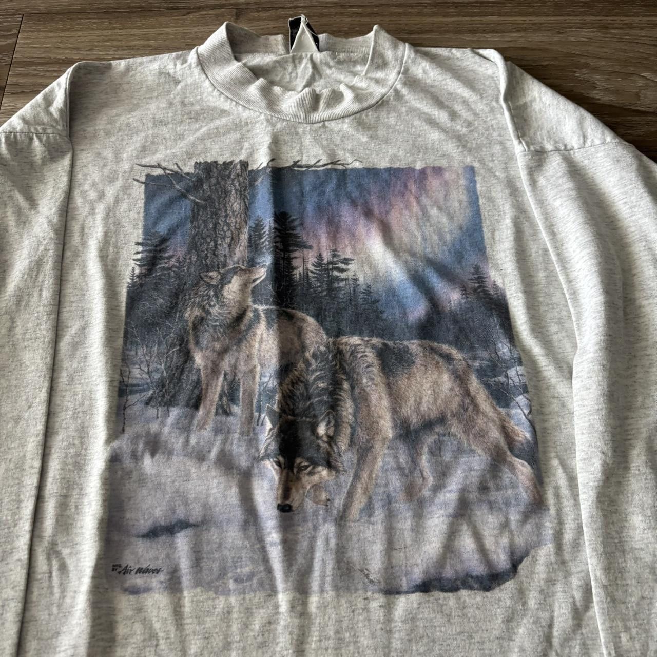 Vintage Crazy Vintage 90s Grey Wolf Animal Nature Longsleeve Shirt! Fits L Size US L / EU 52-54 / 3 - 2 Thumbnail
