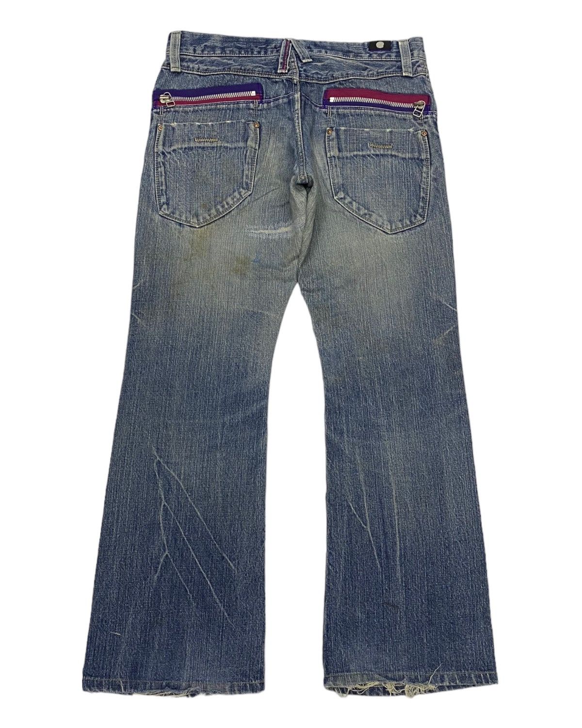 If Six Was Nine × Japanese Brand × Le Grande Bleu (L.G.B.) FLARE JEANS BLUE WAY MADE IN NIPPON DISTRESSED FLARE DENIM Size US 33 - 3 Thumbnail