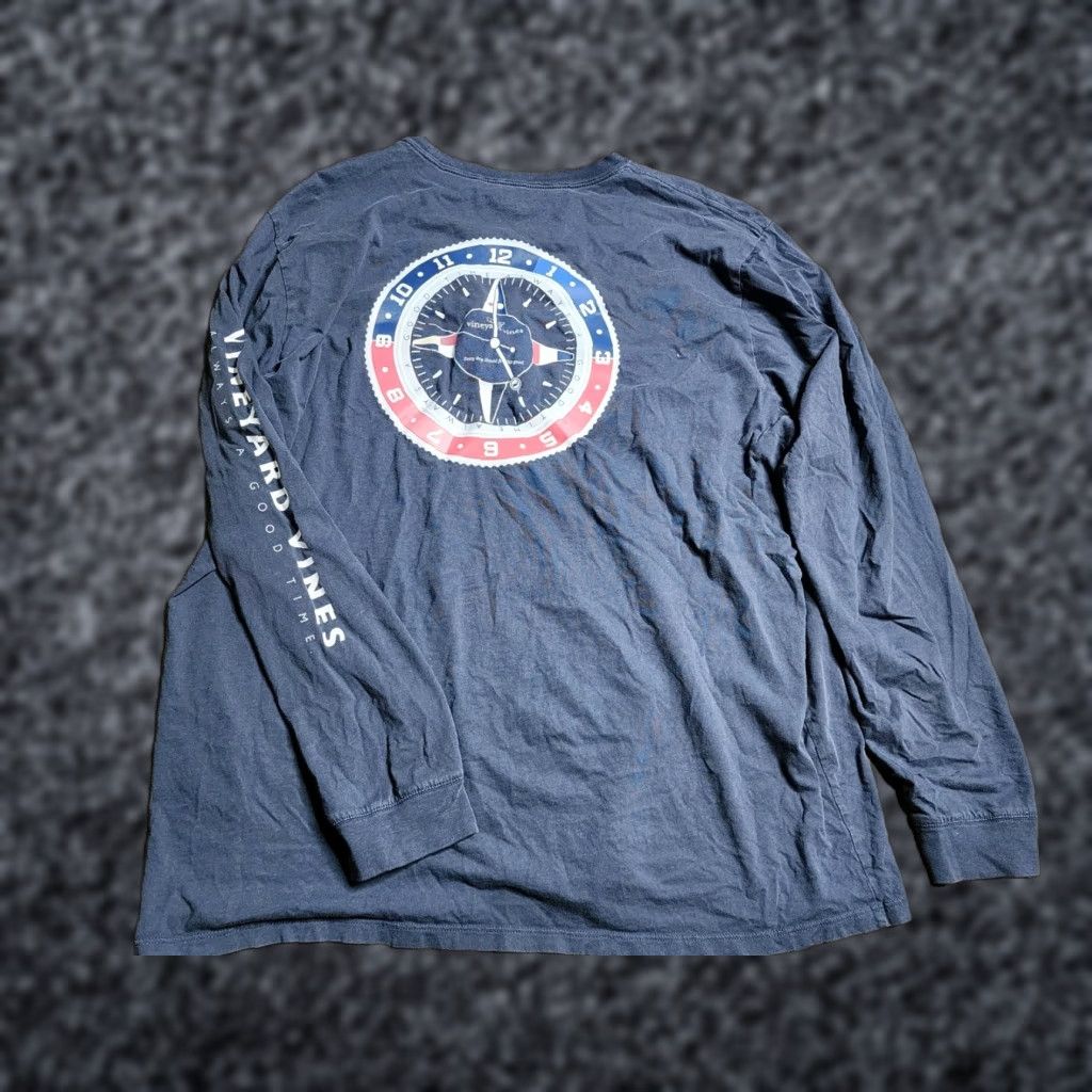 Vineyard Vines Vineyard Vines Men's XL Navy Blue Long Sleeve Watch T-Shirt Distressed Casual Preppy Size US XL / EU 56 / 4 - 1 Thumbnail