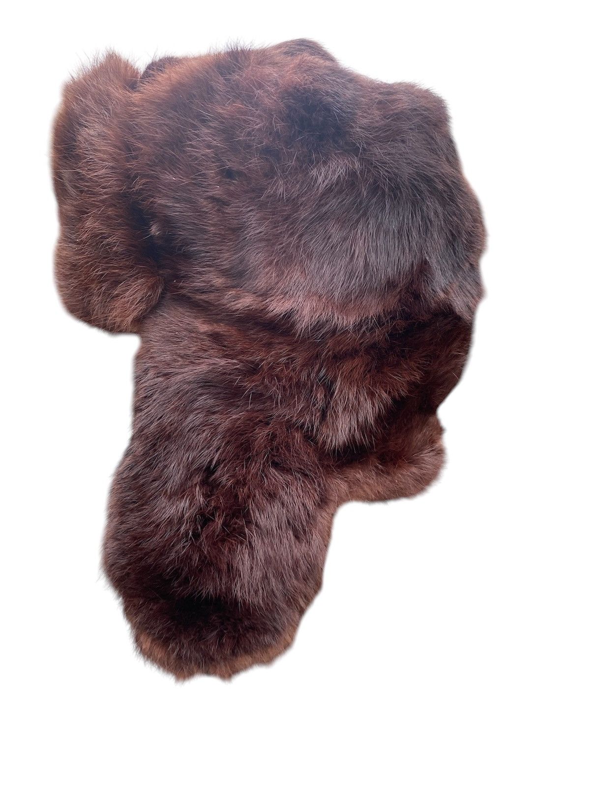 Vintage Vintage Soviet Era Brown Rabbit Fur Ushanka Winter Cap Size 46 - 3 Thumbnail