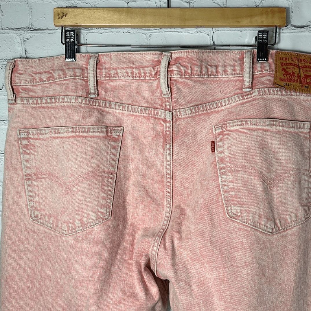 Levi's LEVI'S 511 Jeans Mens Pink Tapered Slim Fit Stone Wash Inseam 32 W40 L32 Dirt? (no) Size US 42 / EU 58 - 4 Thumbnail