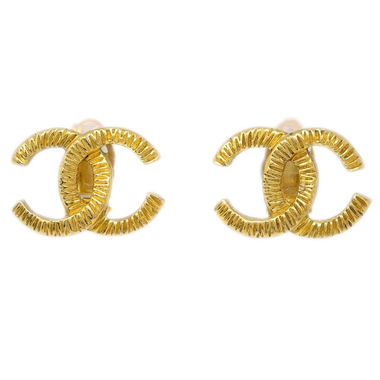 Chanel Chanel CC Clip-On Earrings Textured Metal Size ONE SIZE - 1 Thumbnail