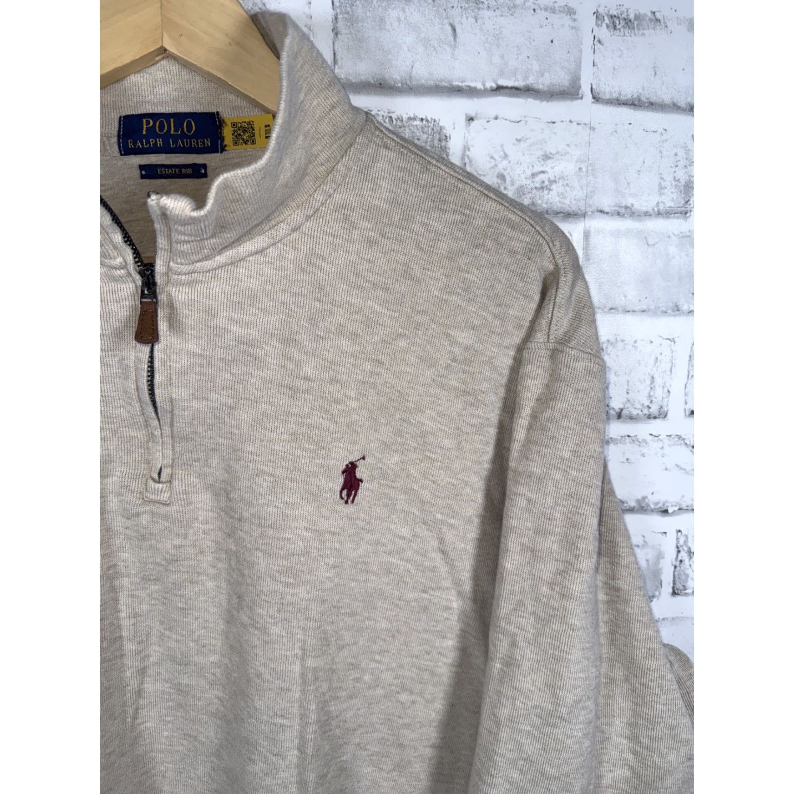 Polo Ralph Lauren Polo Ralph Lauren Sweater Beige Estate Rib Mock Neck Quarter Zip Mens XL Pullover Embroidered Logo Zipper Classic Preppy Country Club Minimalist Size US XL / EU 56 / 4 - 3 Thumbnail