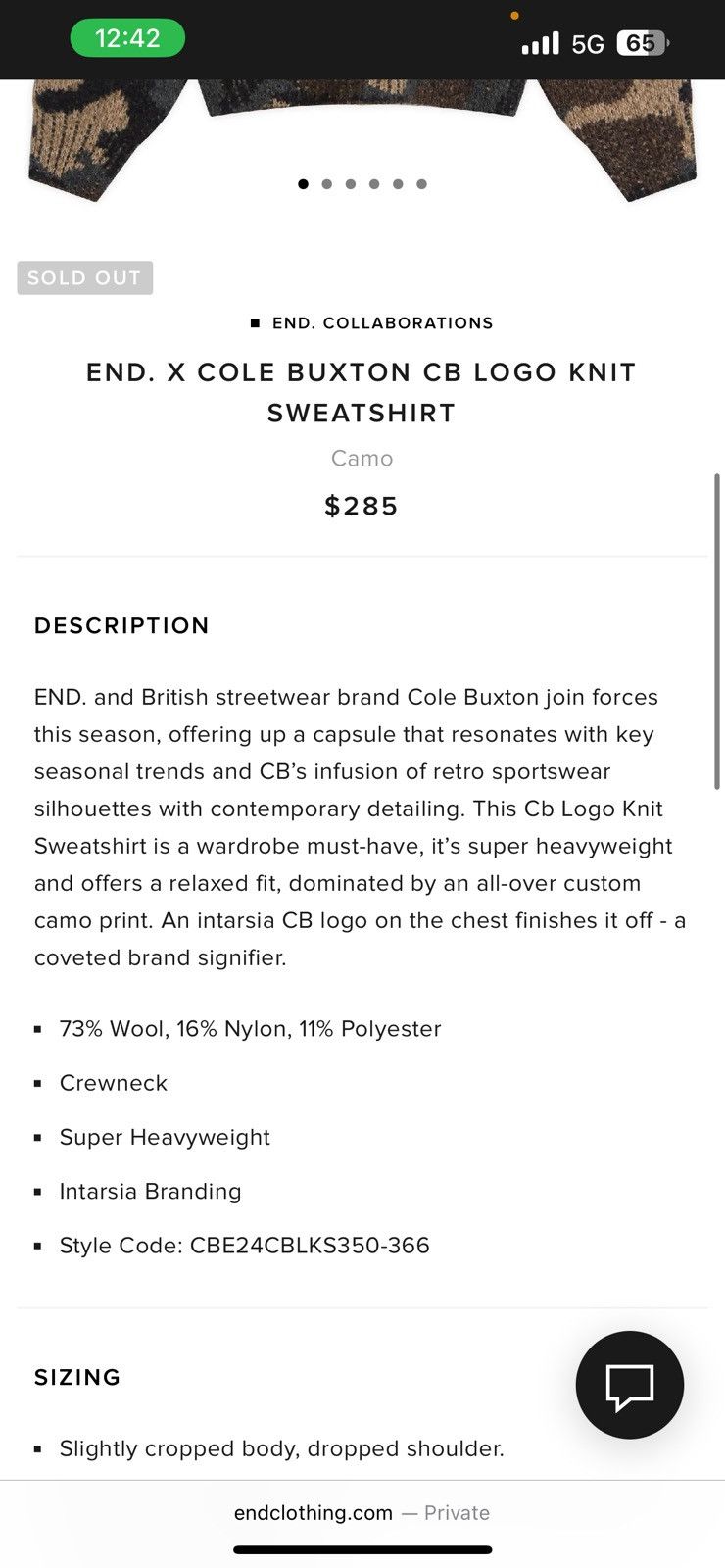 Cole Buxton END. x Cole Buxton Cb Logo Knit Sweatshirt Size US XS / EU 42 / 0 - 2 Thumbnail