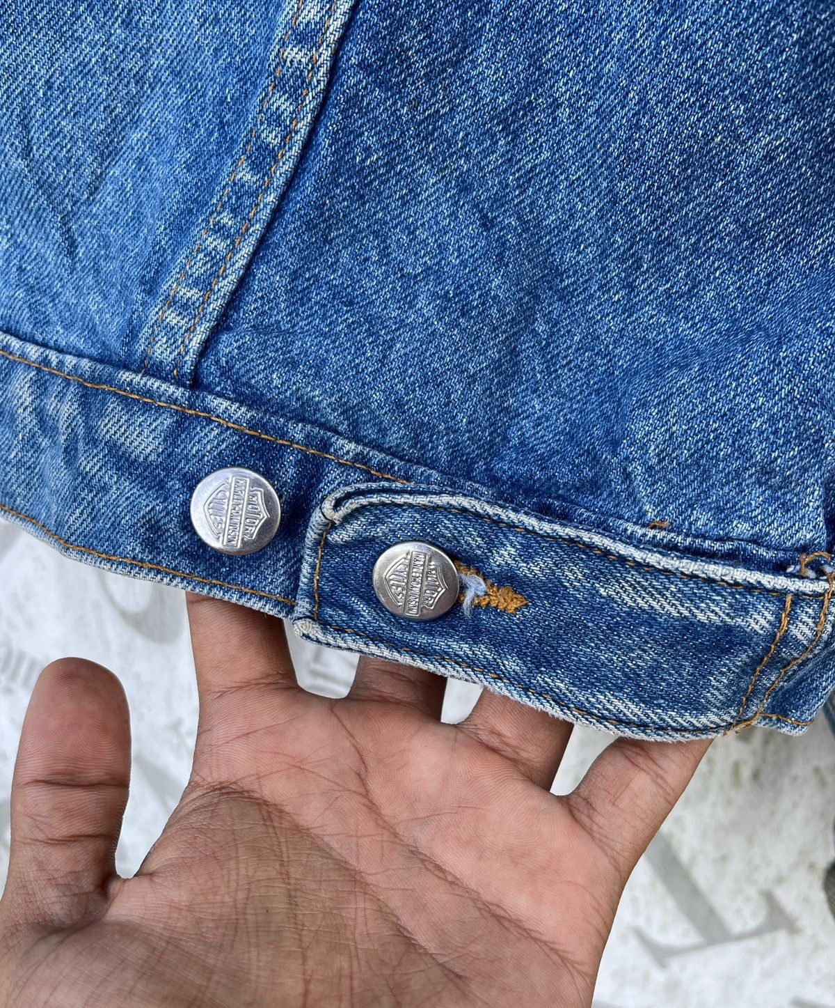 Harley Davidson 🔥Vintage 90's Harley Davidson USA Logo Denim Trucker Jacket Size US L / EU 52-54 / 3 - 13 Thumbnail