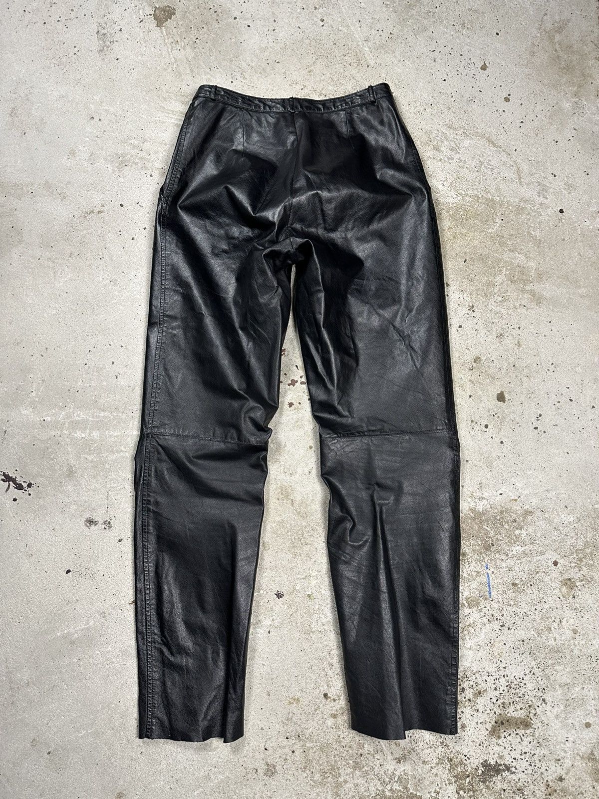 Genuine Leather Vintage 90s Black Genuine Leather Pants Avant Garde moto Size US 29 - 2 Thumbnail