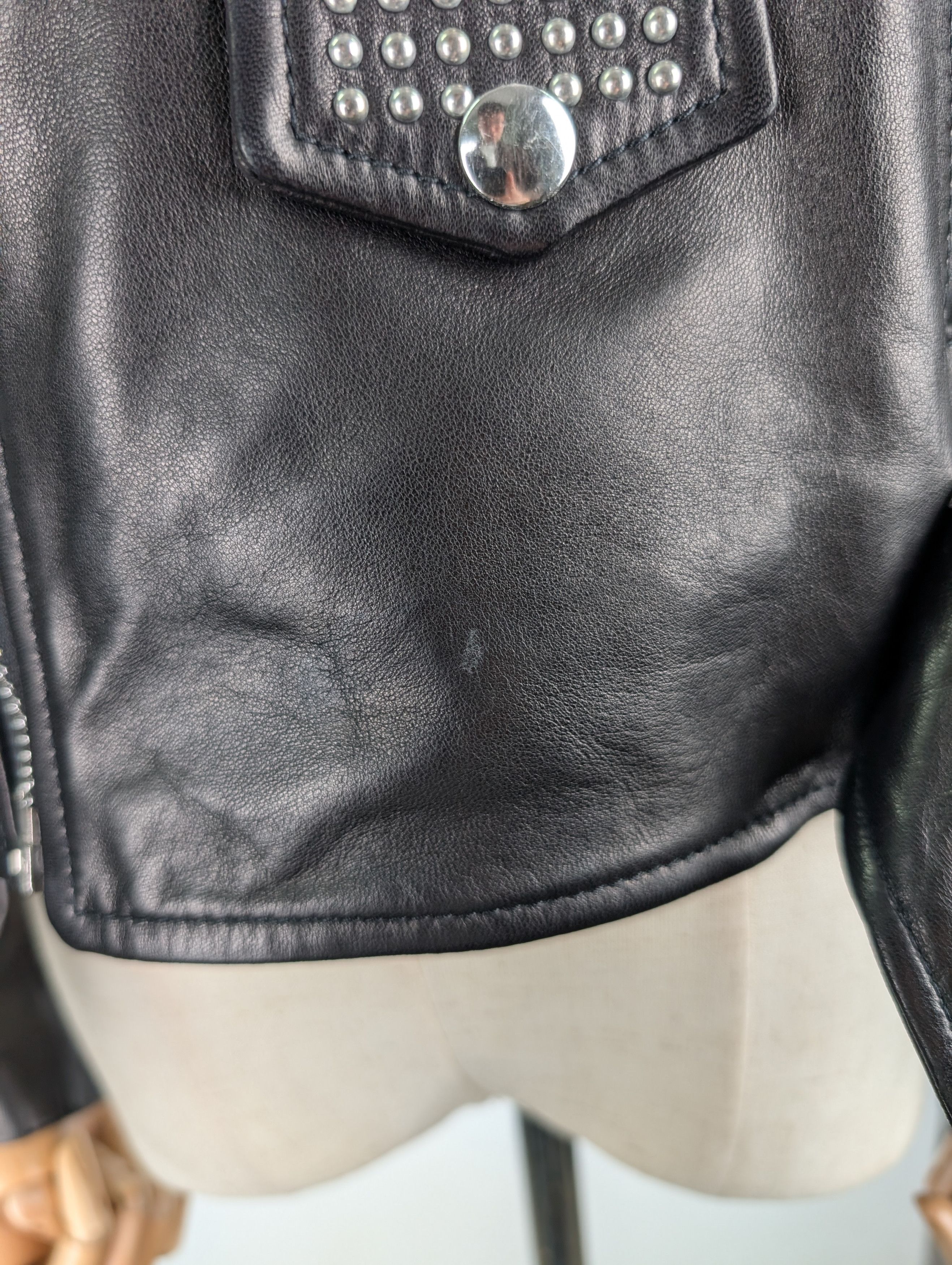 RED Valentino Red Valentino Black Leather Biker Jacket with Silver Collar Size S / US 4 / IT 40 - 8 Thumbnail
