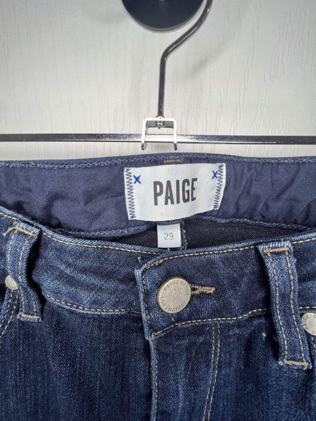 Paige PAIGE Dark Wash Hoxton Straight Leg Midrise Stretchy Jeans Size 29" - 2 Thumbnail