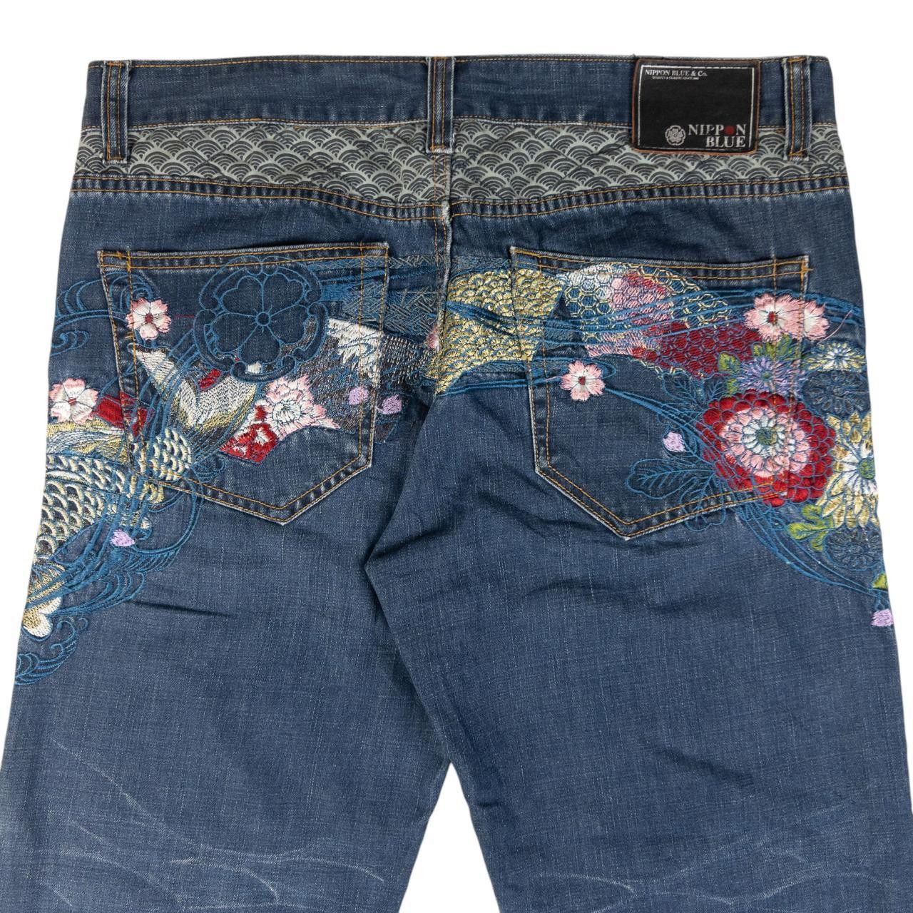 Other Vintage Nippon Blue Floral Fish Denim Jeans Size W36 Size US 36 / EU 52 - 1 Thumbnail