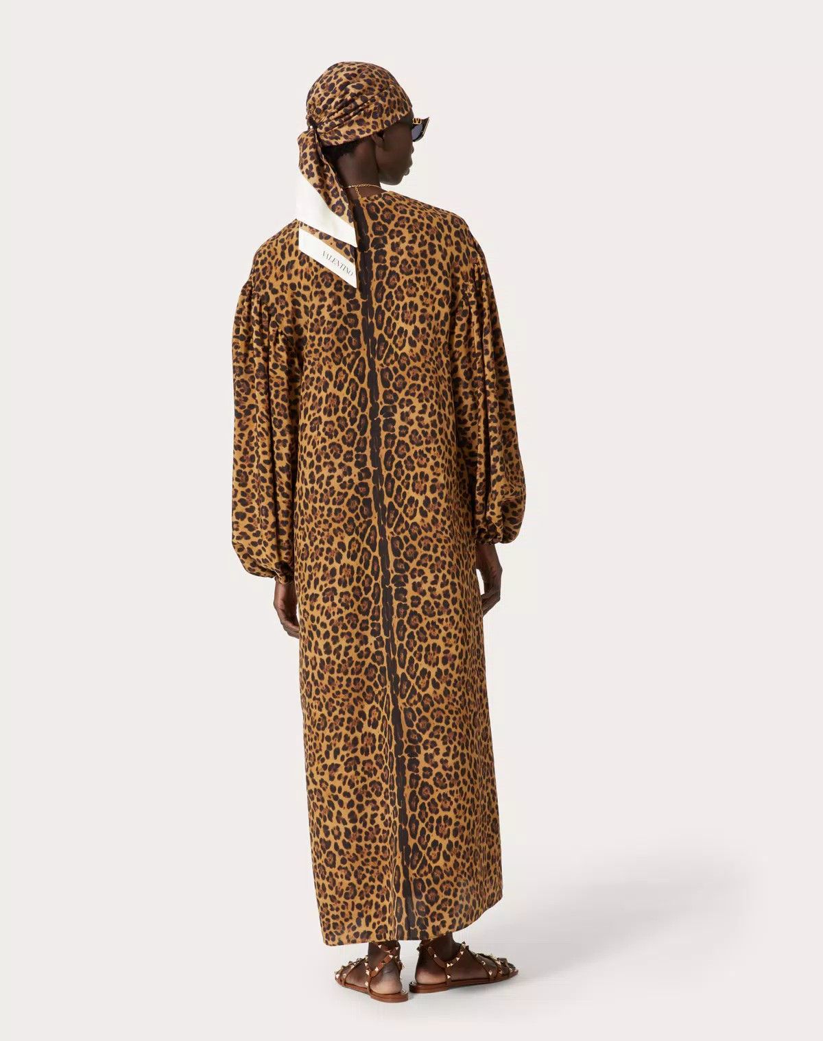 Valentino o1s1wg110625 Crepe Animal Kaftan Dress in Leopard/Brown Size M / US 6-8 / IT 42-44 - 5 Thumbnail