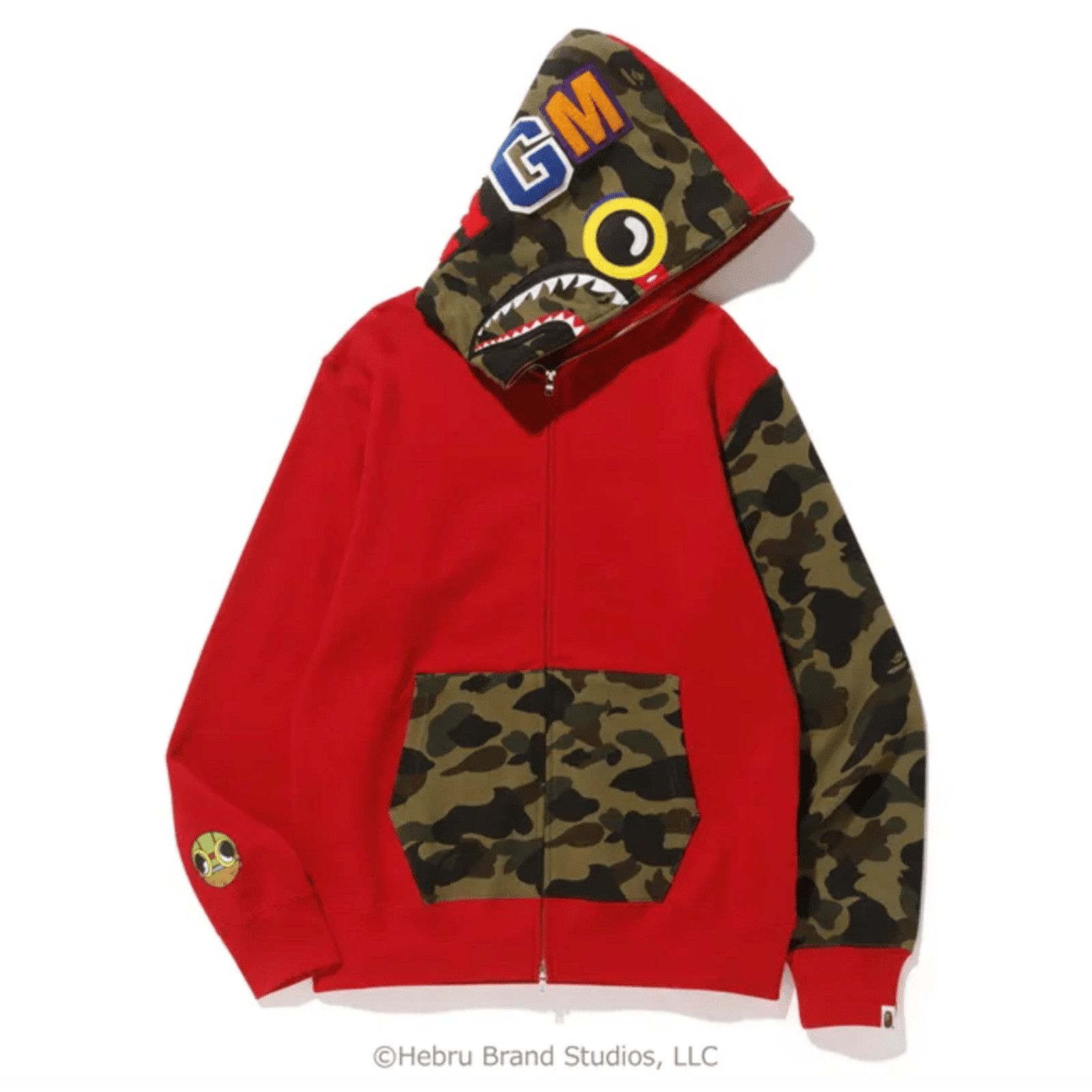 image of Bape X Hebru Brantley Flyboy Shark Hooded Sweatshirt Camo, Men's (Size XL)