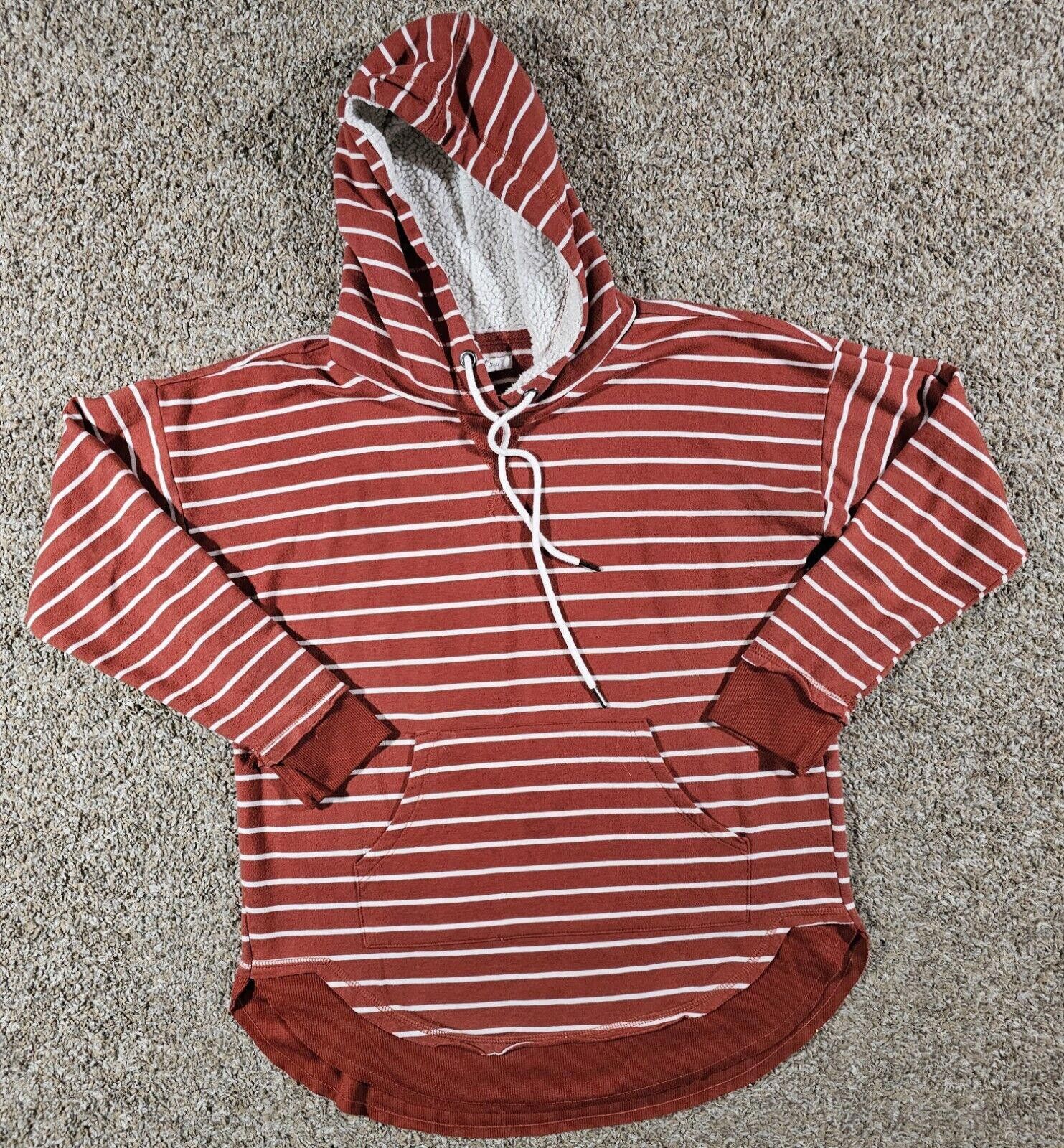 Designer Maurices red/orange striped sherpa hood hoodie Medium Size M / US 6-8 / IT 42-44 - 1 Thumbnail