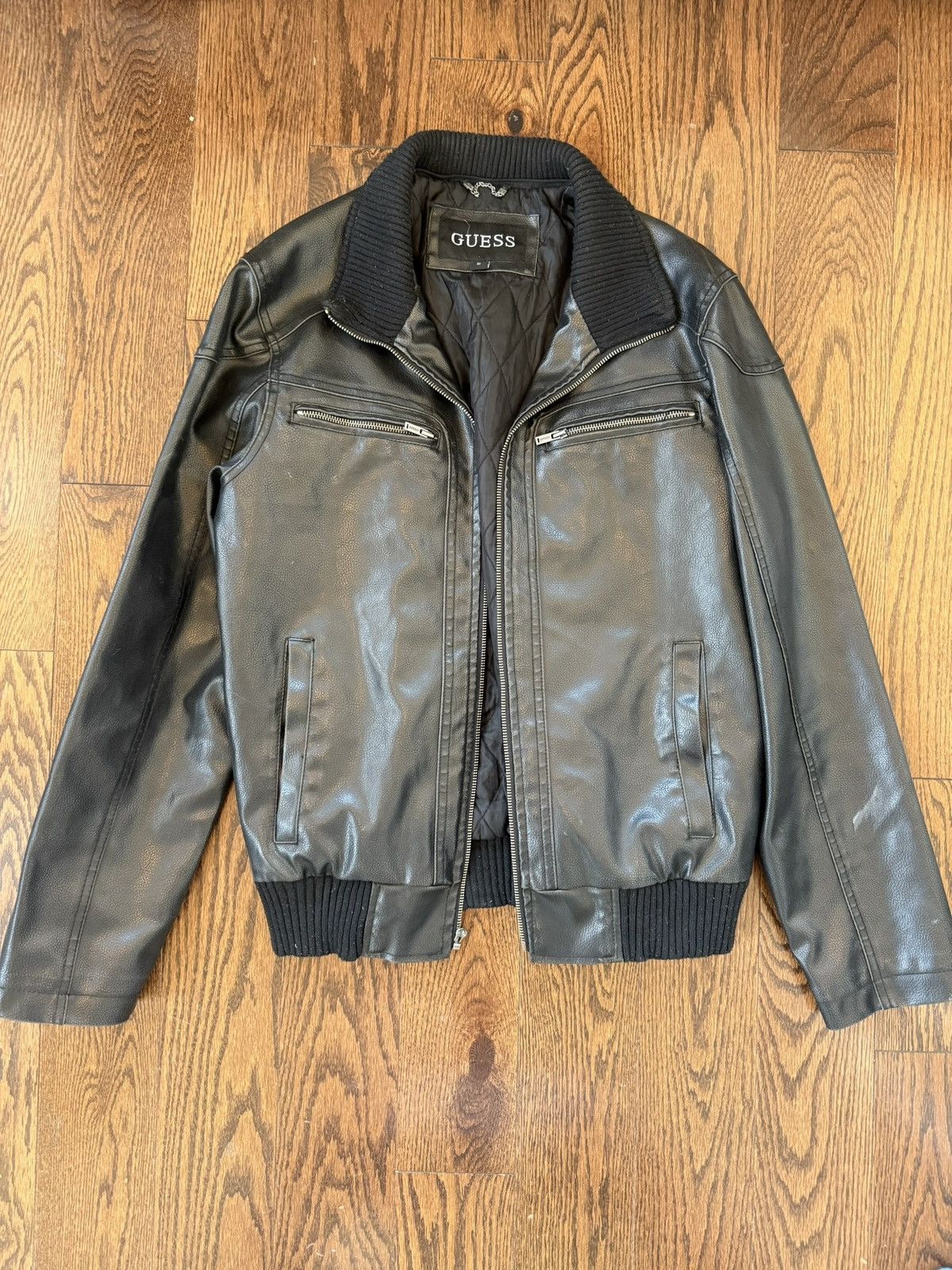 Guess Vintage Black Guess Leather Jacket Size US S / EU 44-46 / 1 - 1 Thumbnail