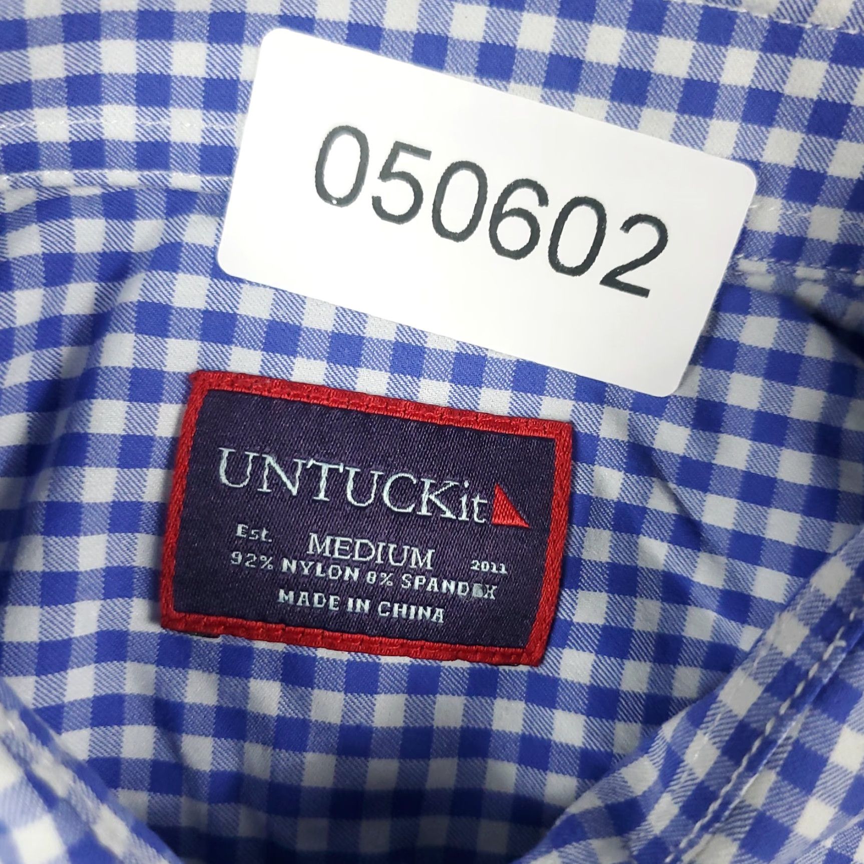 UNTUCKit UNTUCKit Button-Up Shirt Mens Medium Blue Check Nylon Long Sleeve Modern Preppy Size US M / EU 48-50 / 2 - 8 Thumbnail