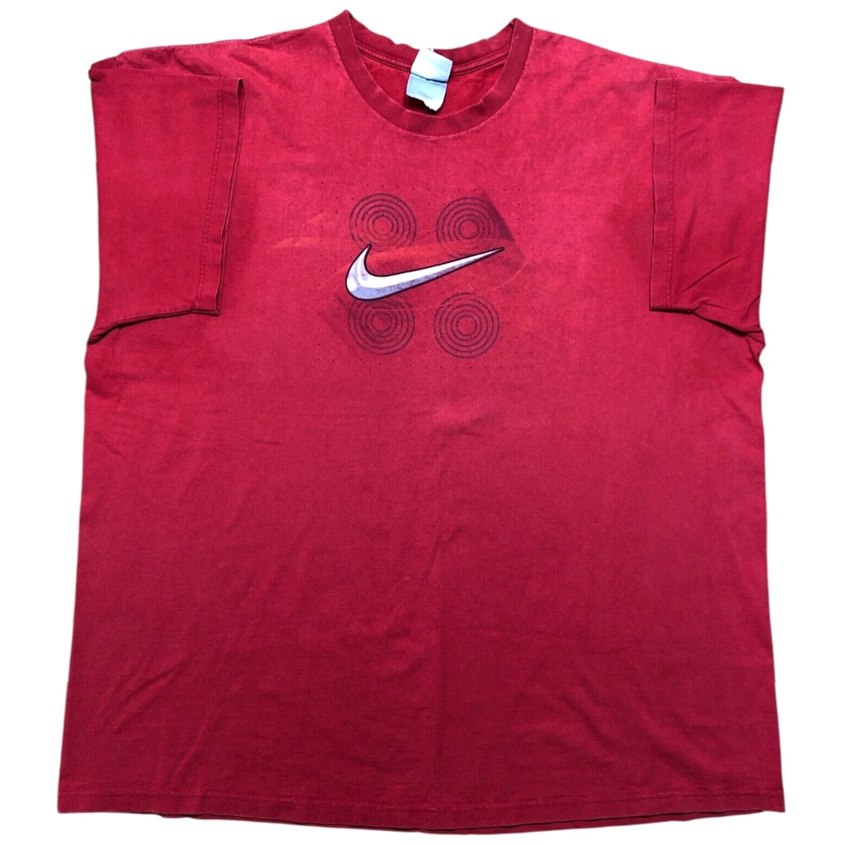 Nike VINTAGE Nike Athletics Center Swoosh Graphic T-Shirt Red Mens 2XL Distress Size US XXL / EU 58 / 5 - 2 Thumbnail