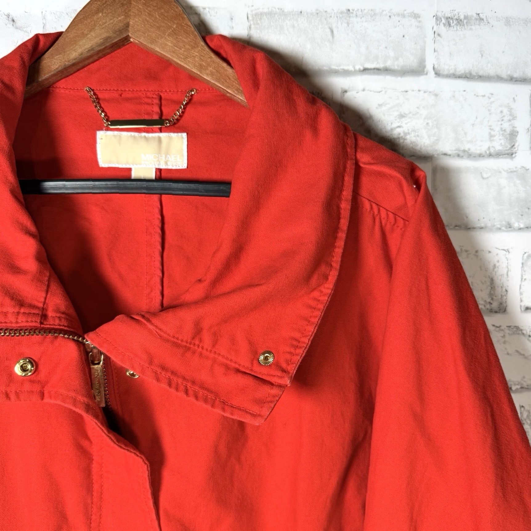 Michael Kors MICHAEL KORS Orange Full Zip Jacket Womens Size L Cotton Basic Size L / US 10 / IT 46 - 2 Thumbnail