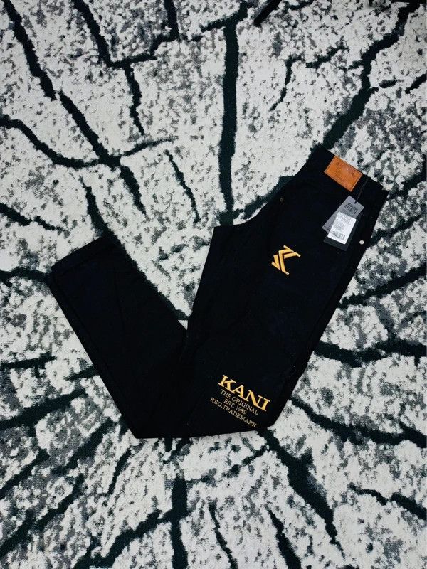 Karl Kani Karl Kani black gold logo wide pants XXS new Size 32" / US 10 / IT 46 - 1 Thumbnail