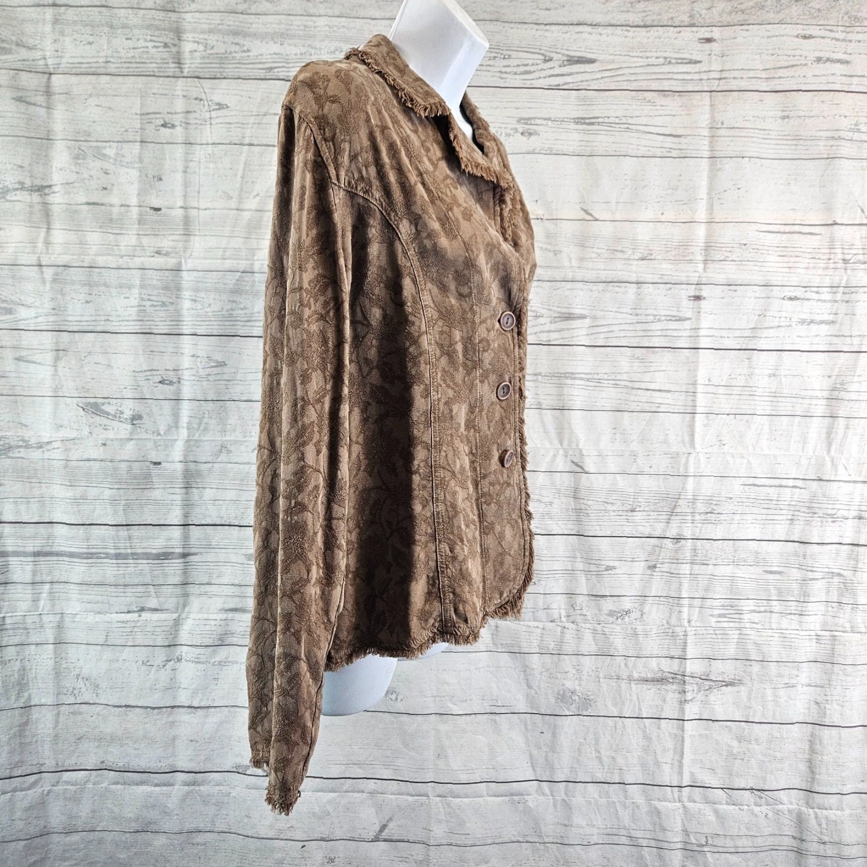 Vintage Tianello Womens Penelope Jacket Small Brown Fringe Button Front Long Sleeve Size S / US 4 / IT 40 - 3 Thumbnail