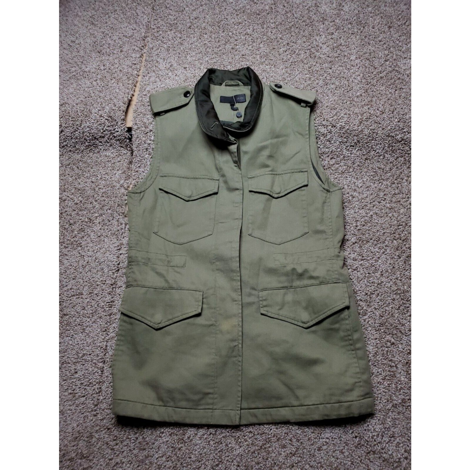 image of Rag Bone Rag & Bone Bennet Vest Medium Womens Army Green Cargo Button Military Style NWT in White