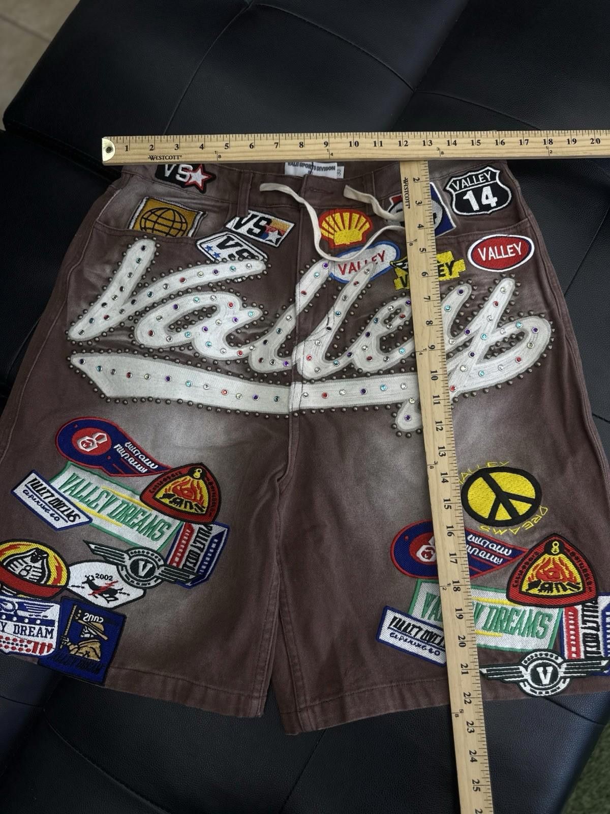 Vale Valley Brown Denim Patchwork Shorts Size 30 (Brand New) Size US 30 / EU 46 - 7 Thumbnail