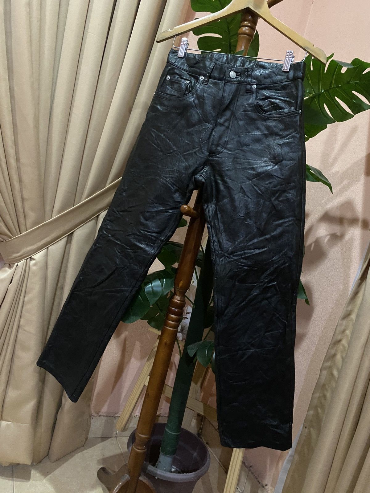 Genuine Leather Vintage WIND ARMOR Nichiwa Black Genuine American Leather Size US 27 - 5 Thumbnail