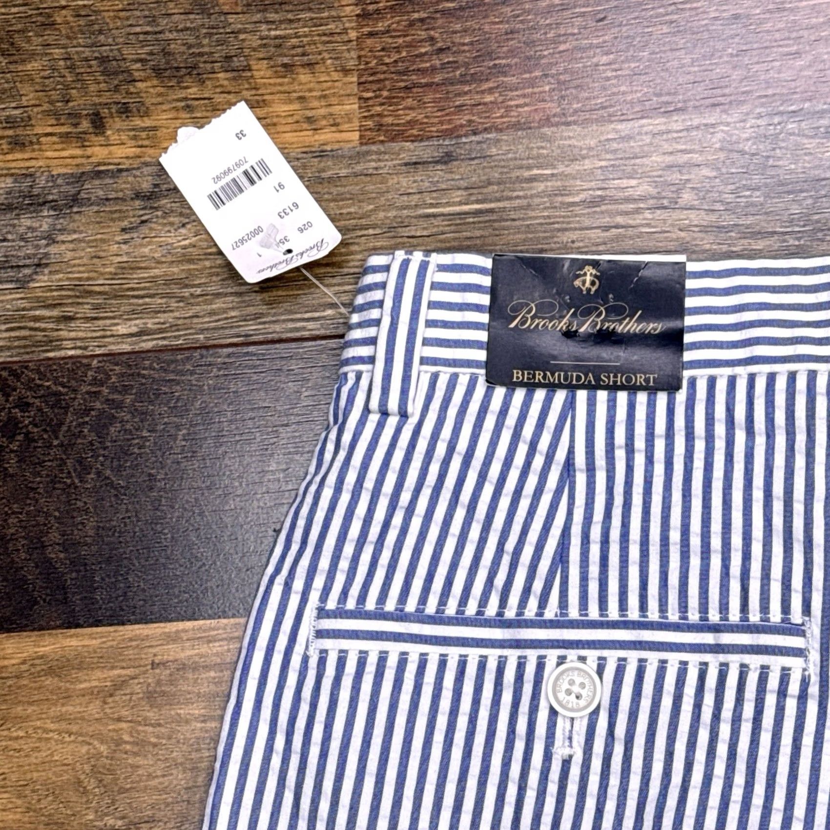 Brooks Brothers Brooks Brothers Bermuda Shorts Mens W33 Blue Seersucker Striped New Size US 33 - 7 Thumbnail