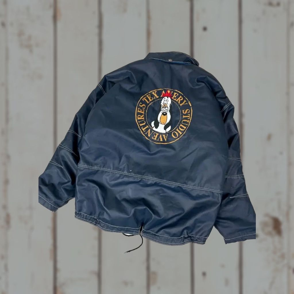 Vintage VINTAGE Tex Avery Droopy Dog Jacket Men L Blue Bomber Jacket ...