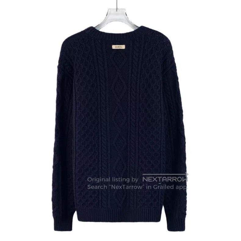 Gucci Gucci 22 dark blue twisted jacquad wool round-neck long-sl Size US XS / EU 42 / 0 - 2 Thumbnail