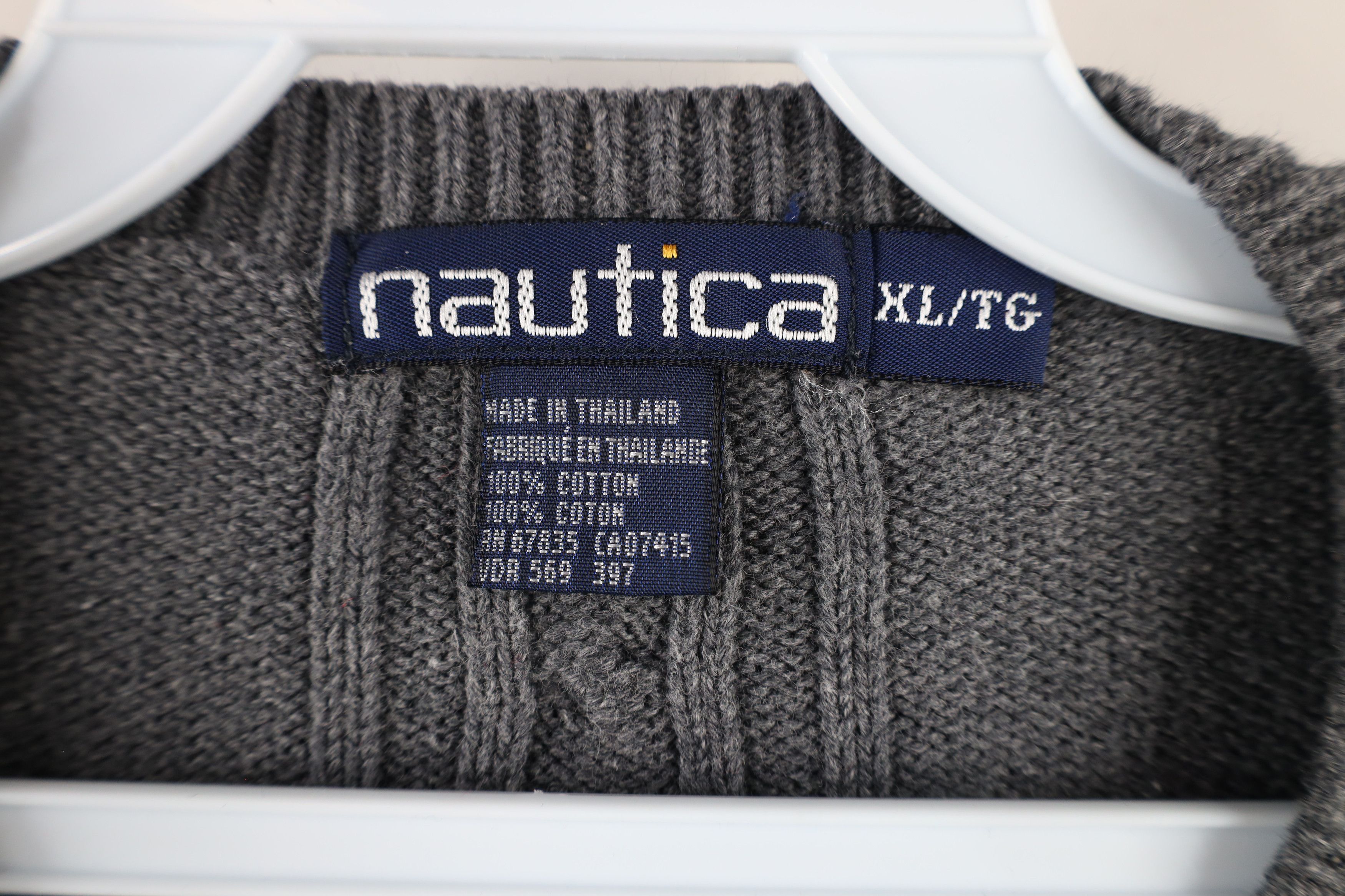Nautica × Vintage Vintage 90s Nautica Chunky Cable Knit Crewneck Sweater Gray Size US XL / EU 56 / 4 - 7 Thumbnail