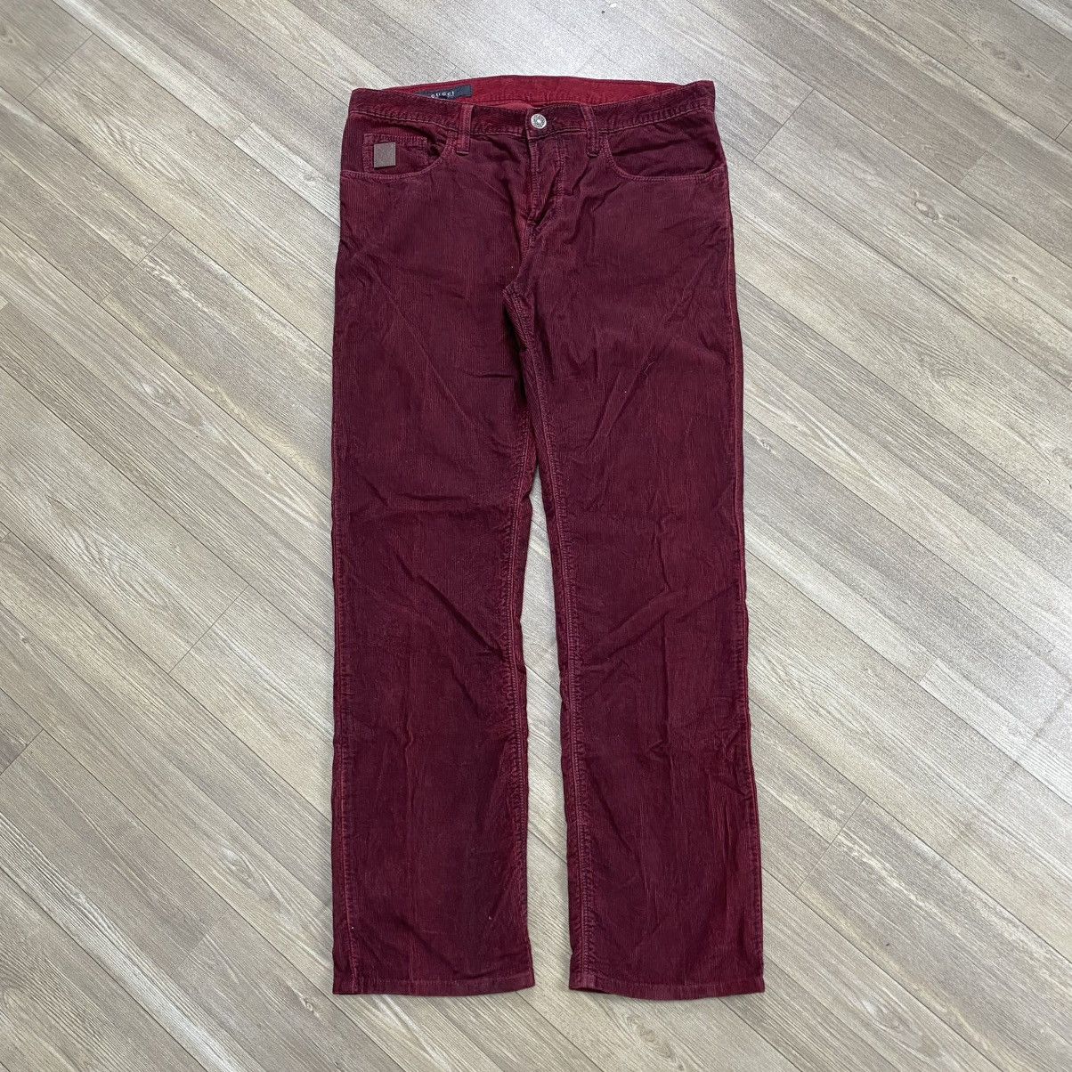 Gucci 1990s Gucci by Tom Ford Red Burgundy Corduroy Pants Luxury Size US 32 / EU 48 - 1 Thumbnail