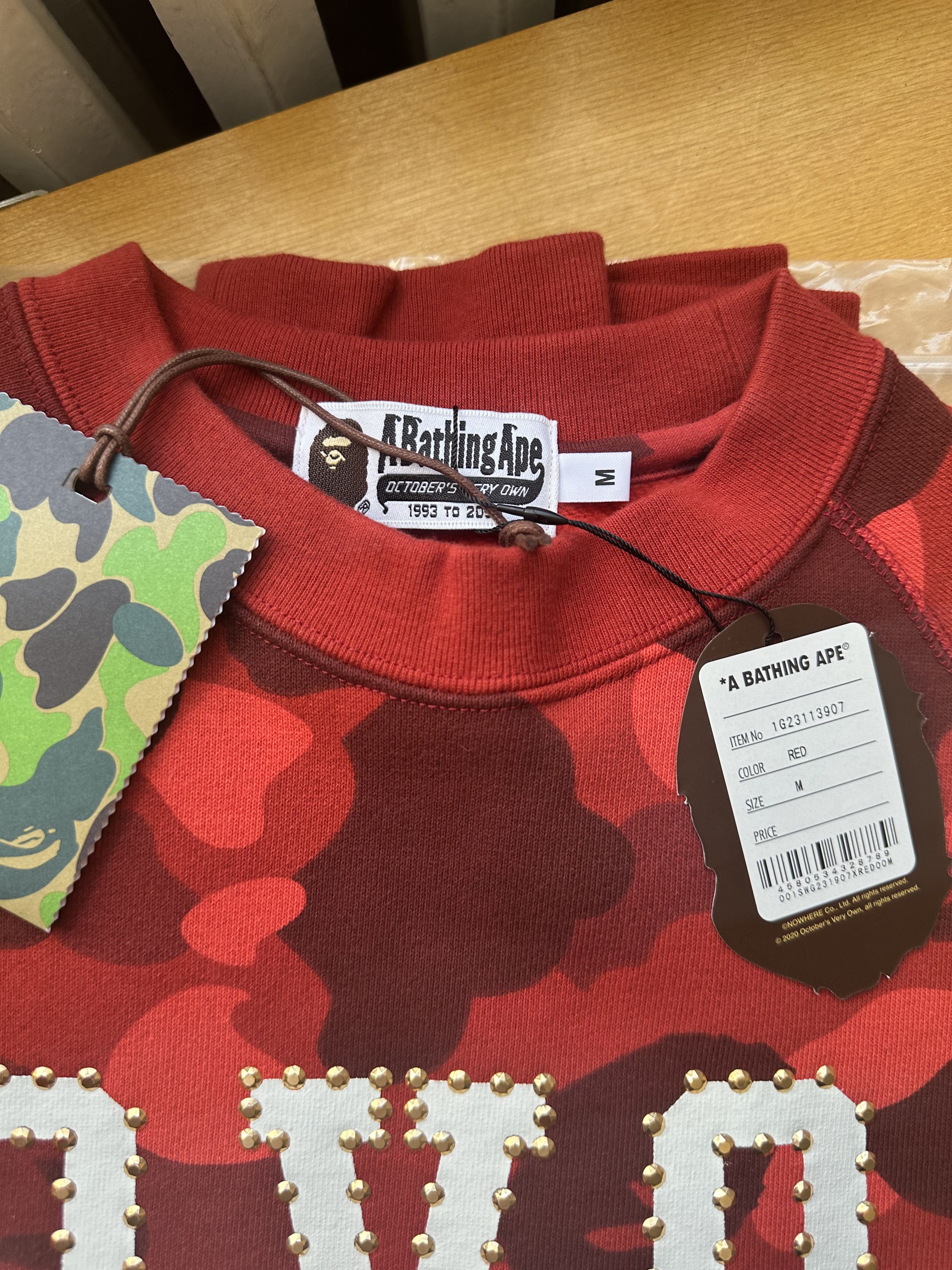 Bape × October's Very Own Bape x OVO Red Camo fleece Crewneck sweater Size US M / EU 48-50 / 2 - 6 Thumbnail