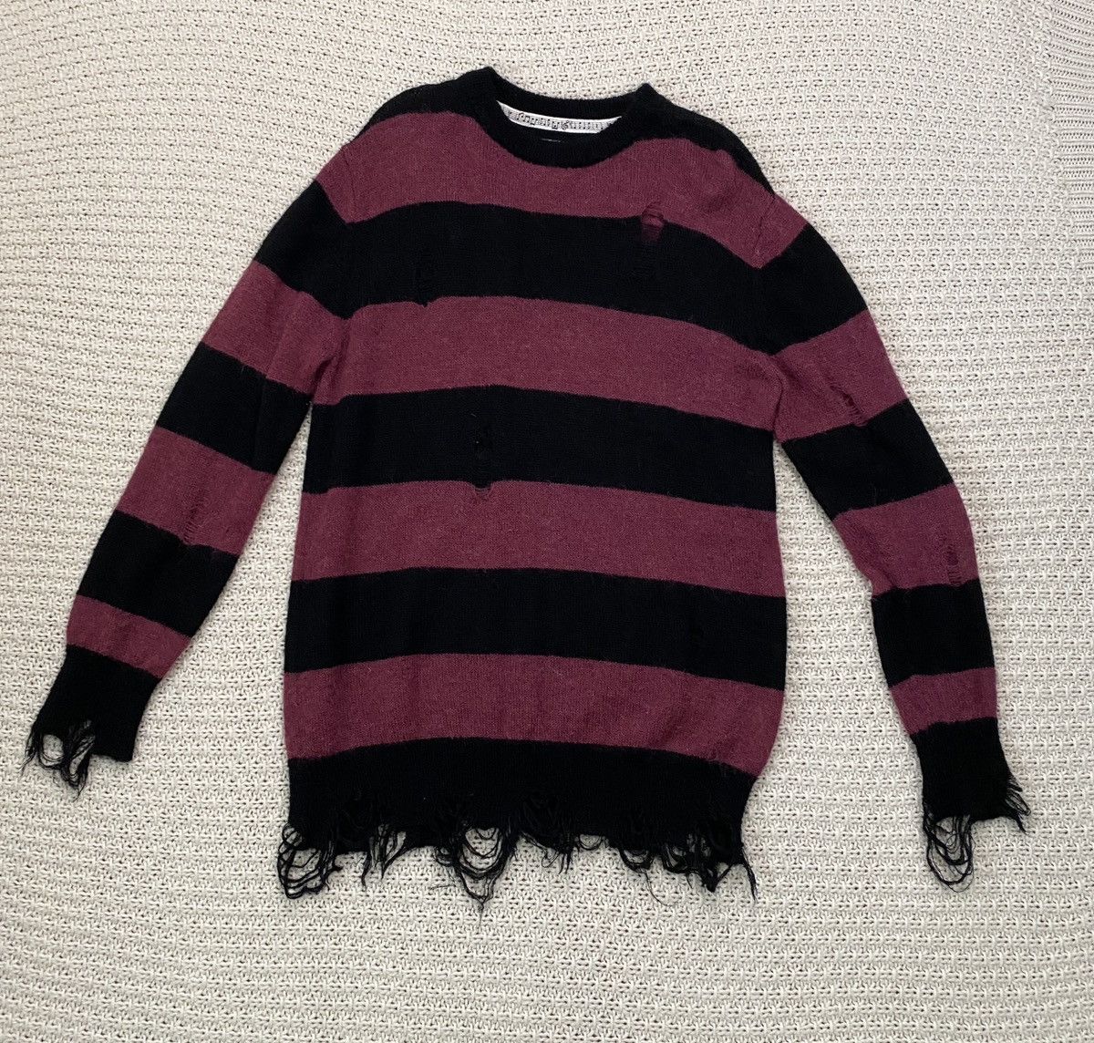 Y2K 00s Grunge Border Knit Destroy Knit（Grunge Knitwear