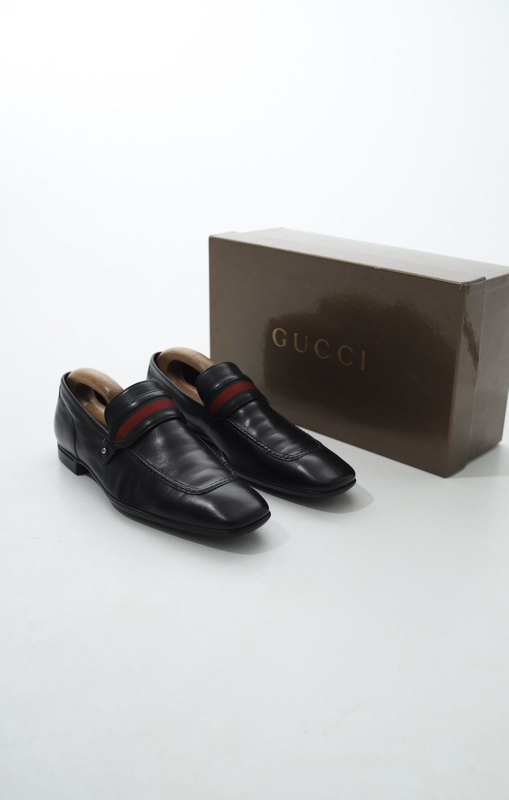 Gucci GUCCI Loafers Leather Slip Ons Shoes Web Stripe Black Men’s Size US 9 / EU 42 - 2 Thumbnail
