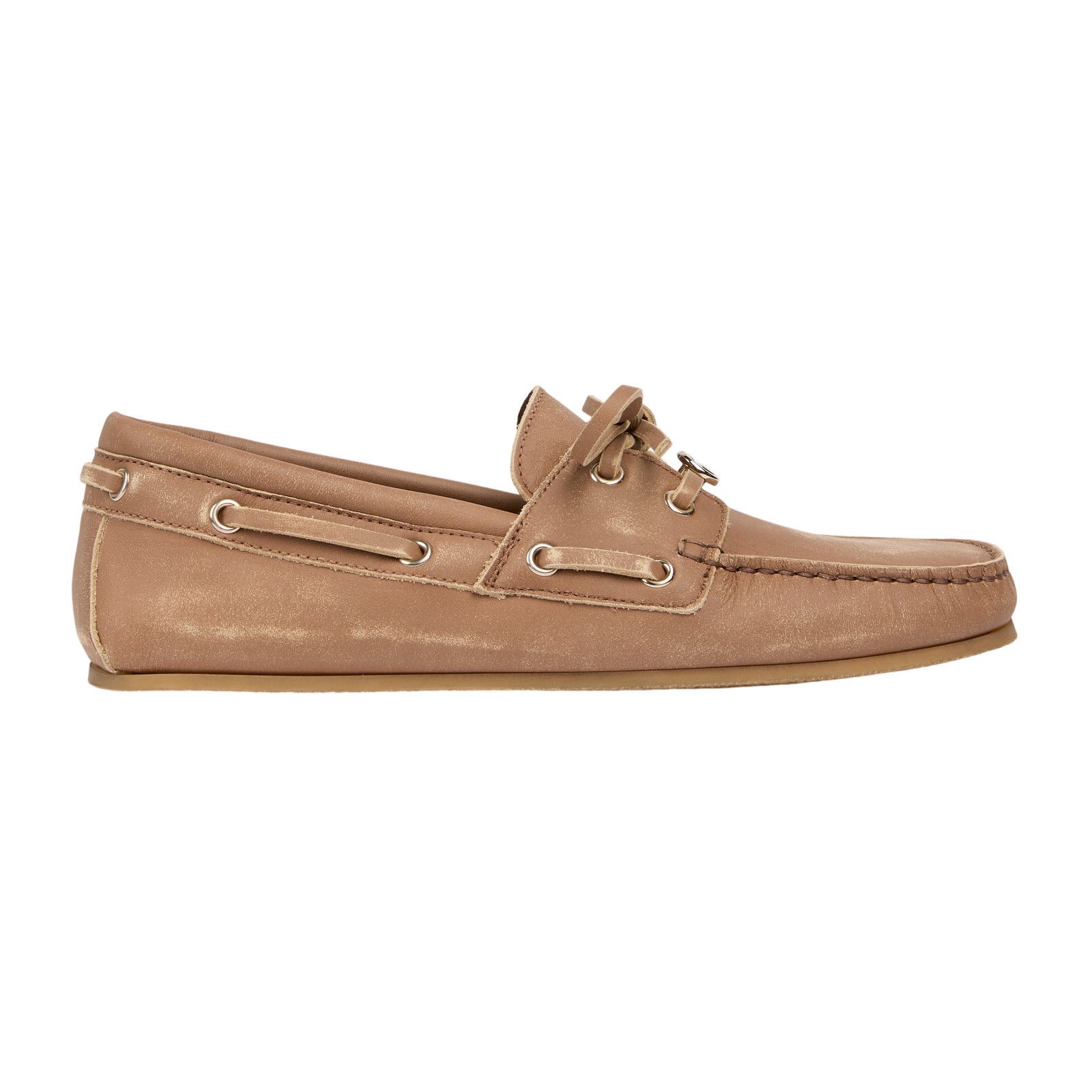 GUCCI $1090 Brown Leather Boat Shoes New & Authentic (Women'